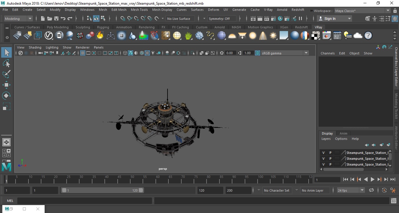 3D Steampunk Space Station model