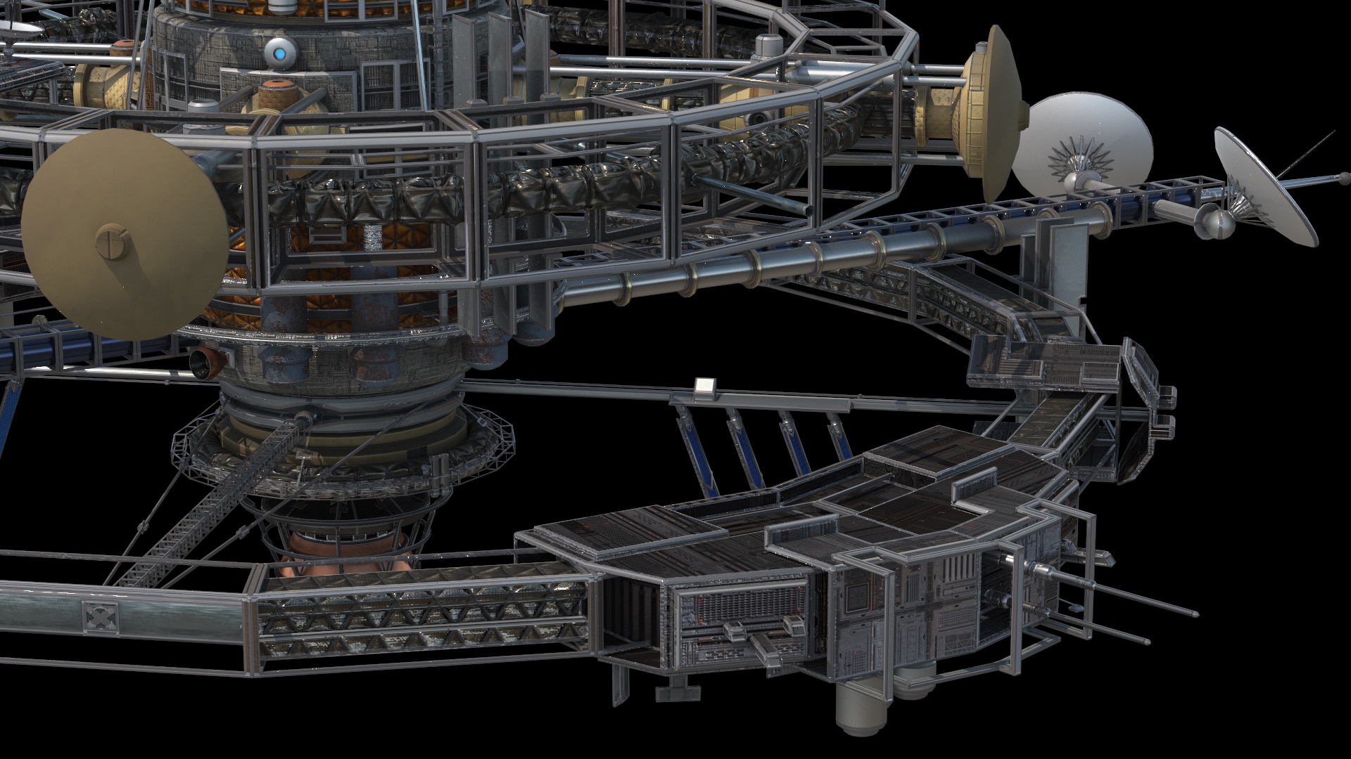 3D Steampunk Space Station model