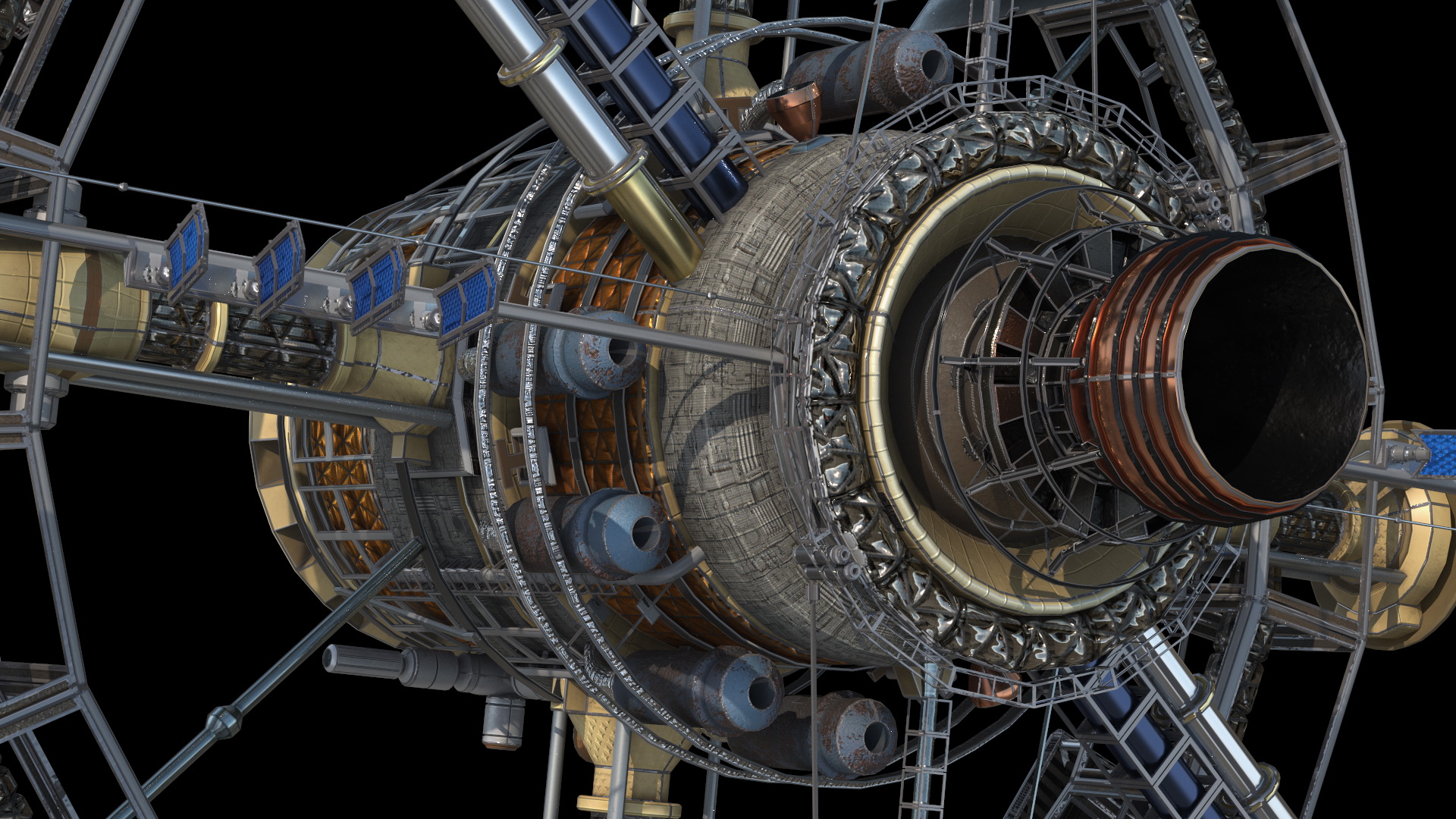 3D Steampunk Space Station model