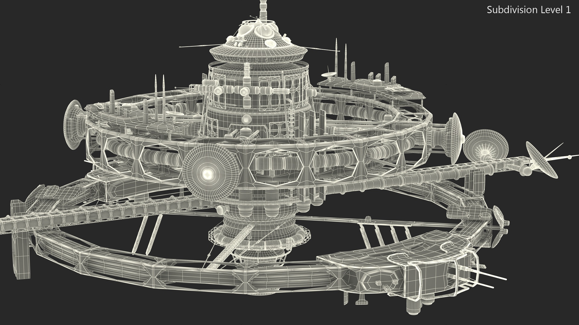 3D Steampunk Space Station model