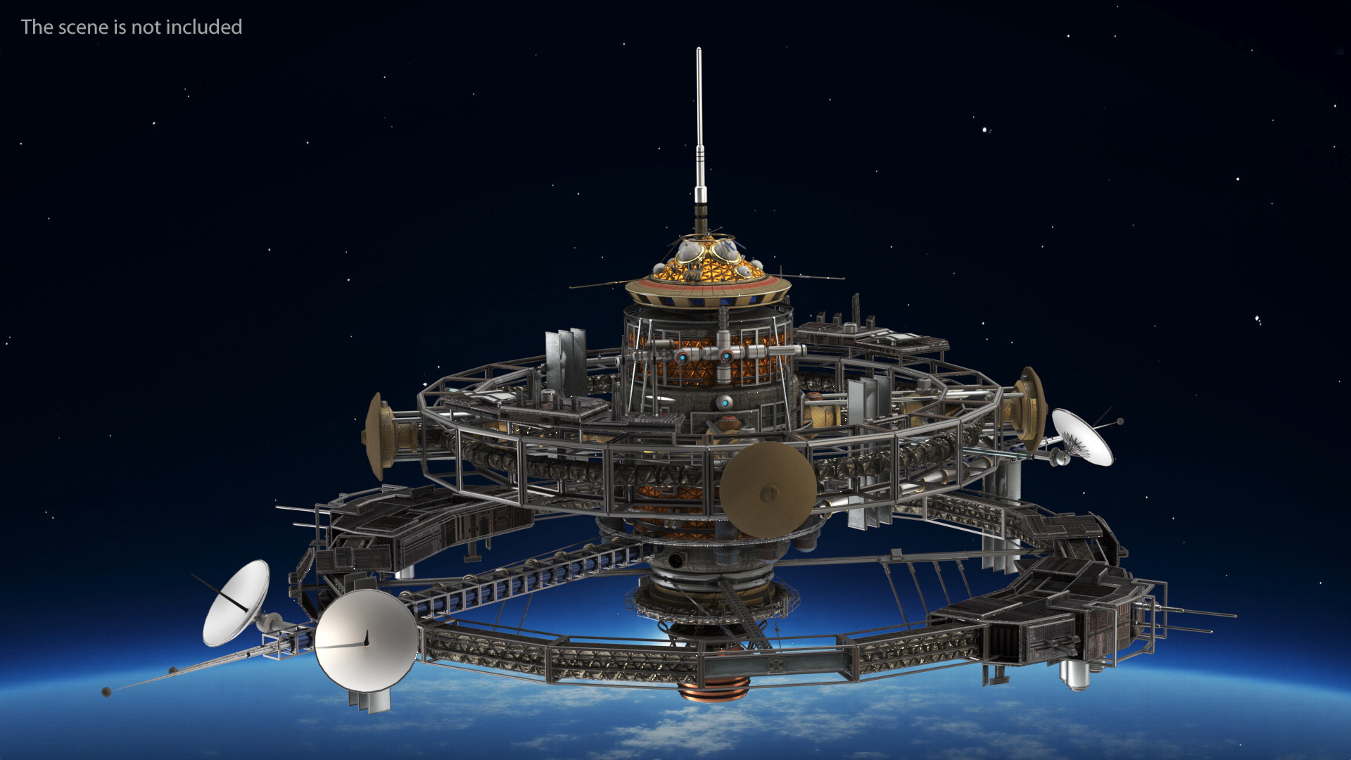 3D Steampunk Space Station model