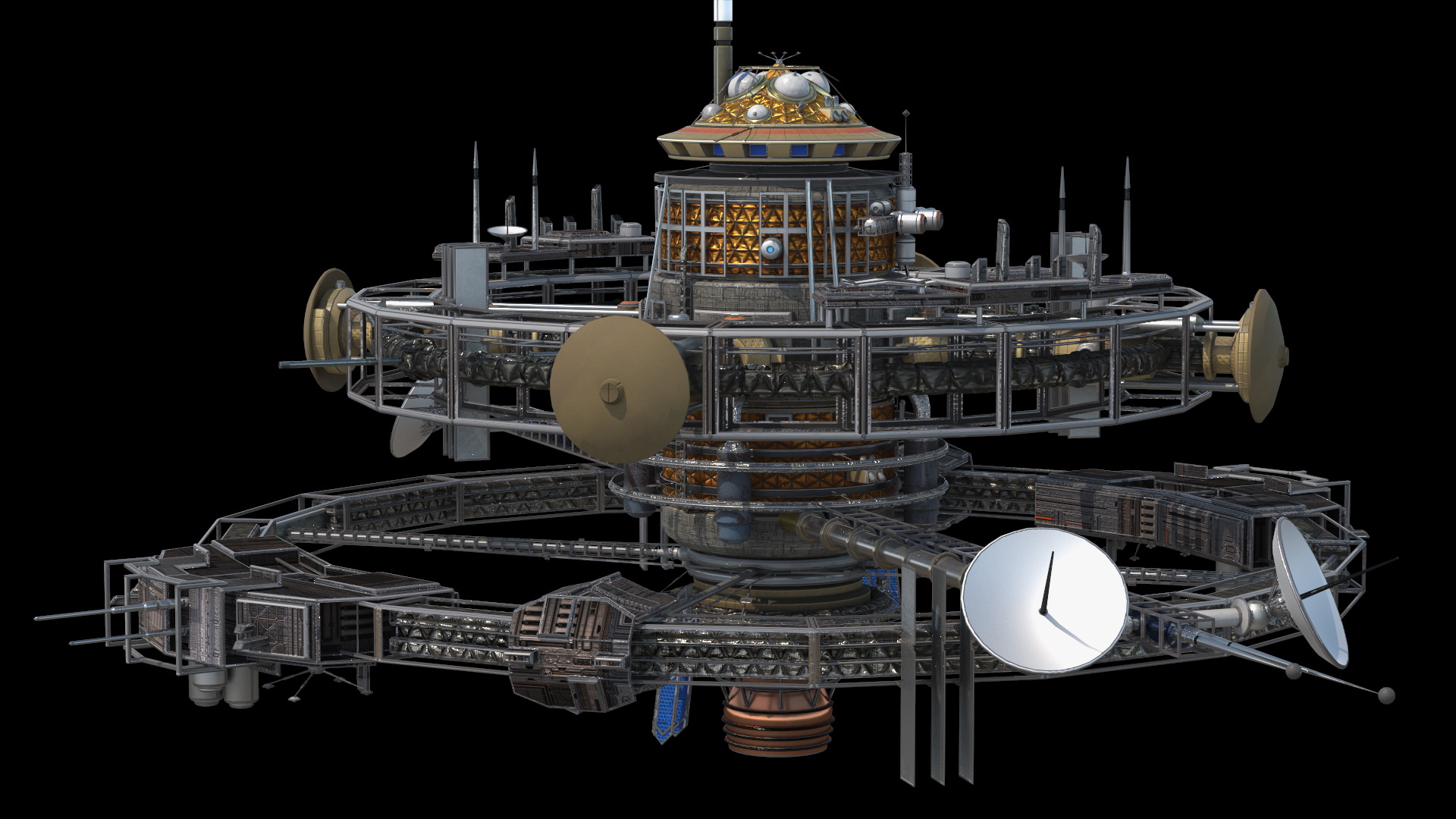 3D Steampunk Space Station model