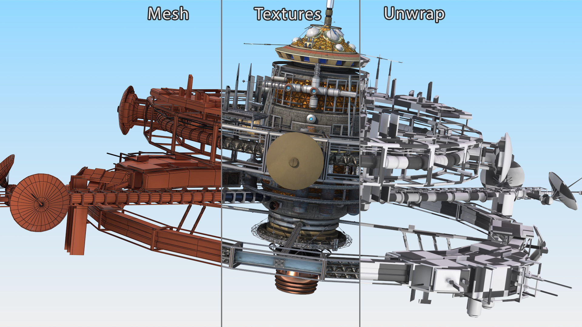 3D Steampunk Space Station model