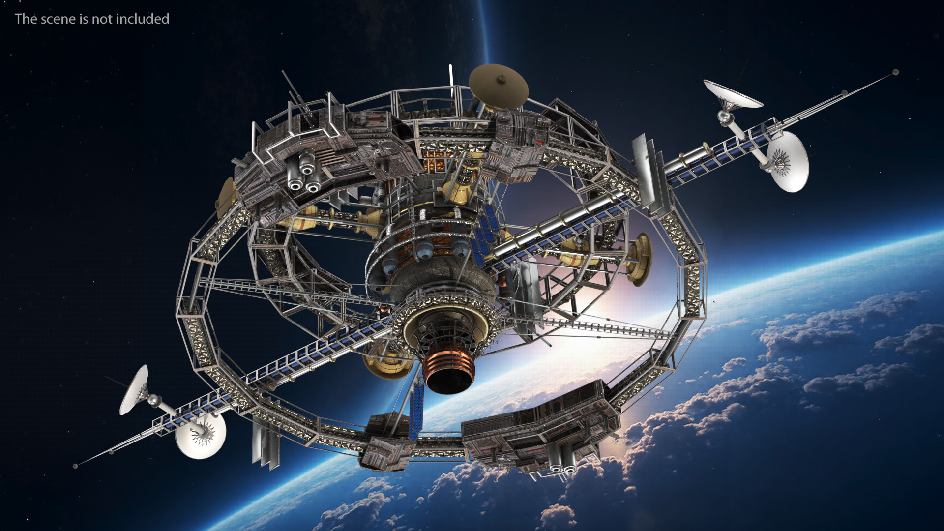 3D Steampunk Space Station model