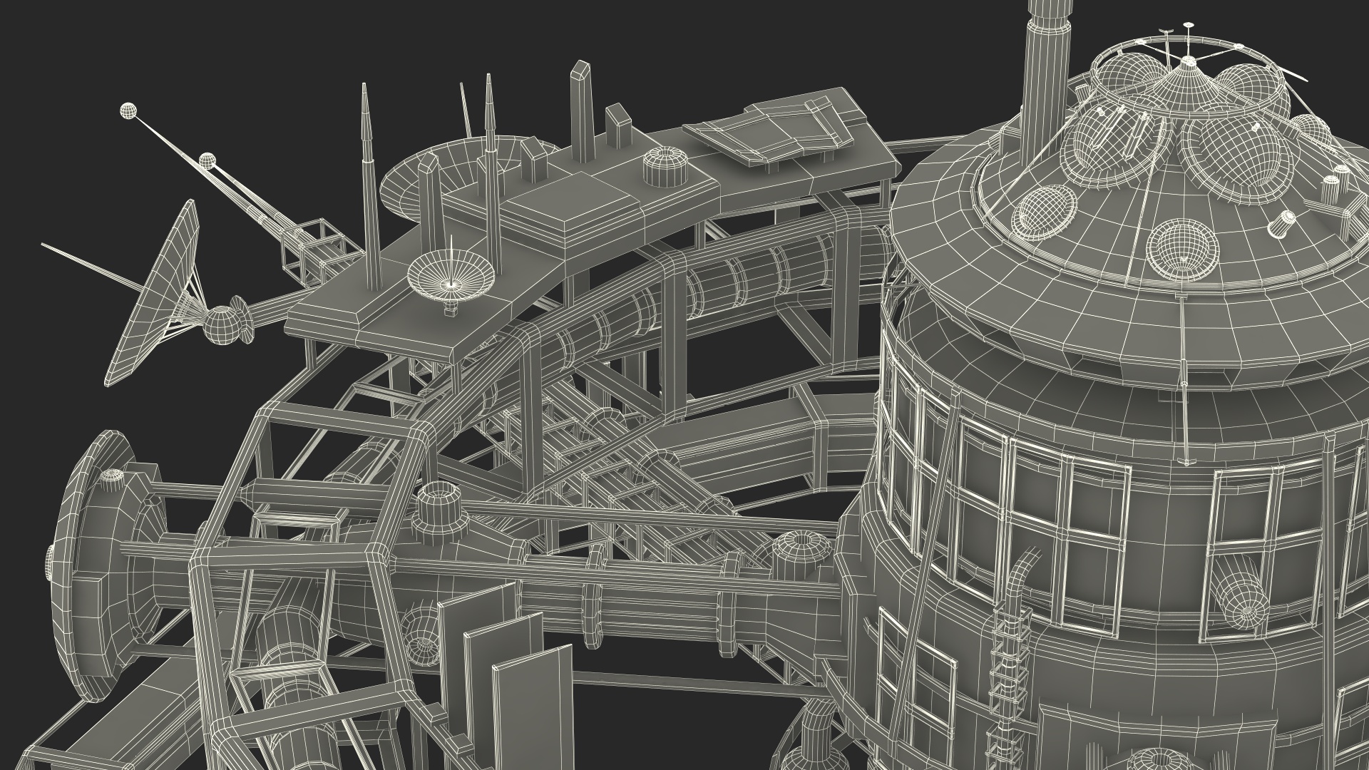 3D Steampunk Space Station model