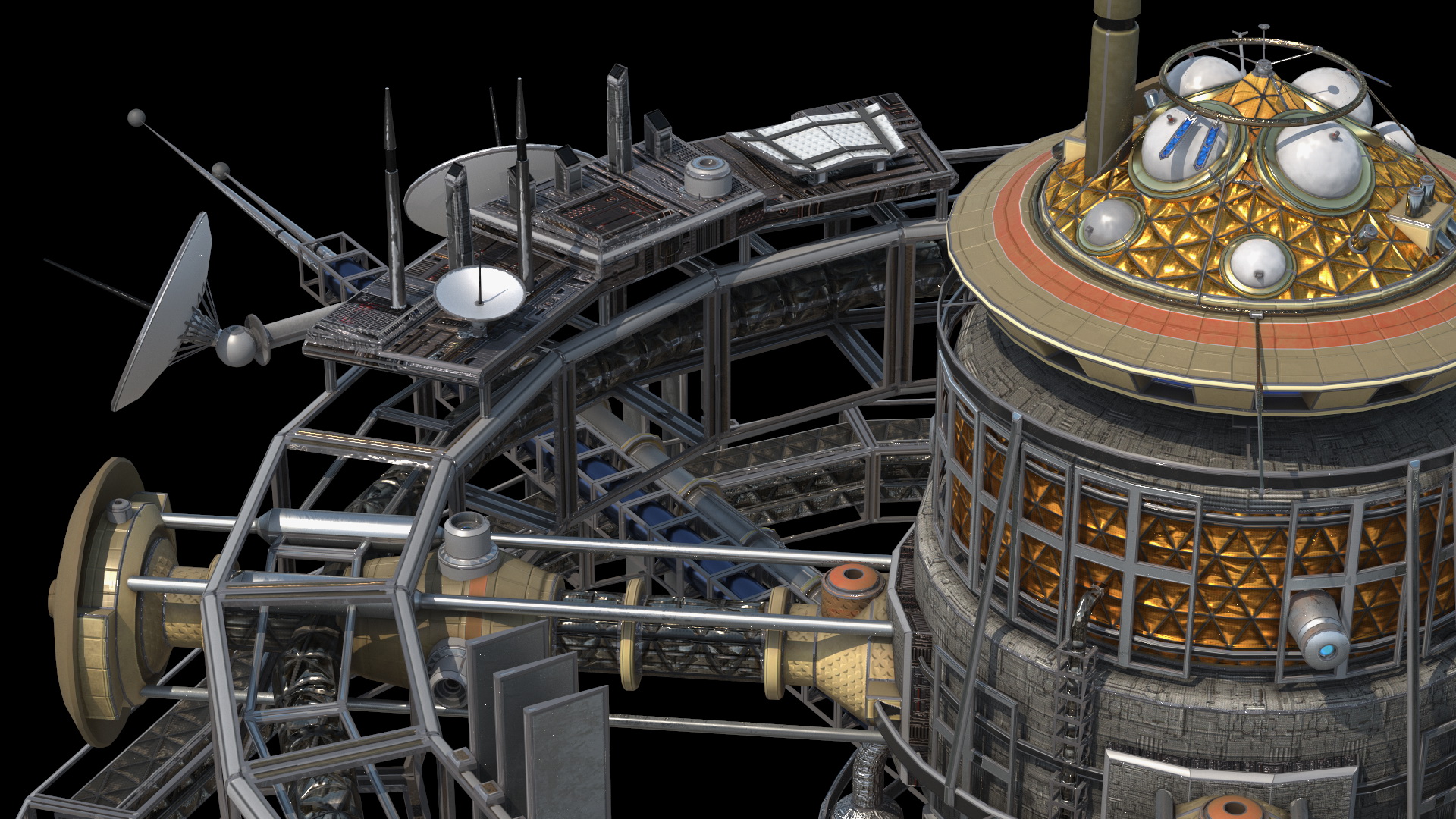3D Steampunk Space Station model