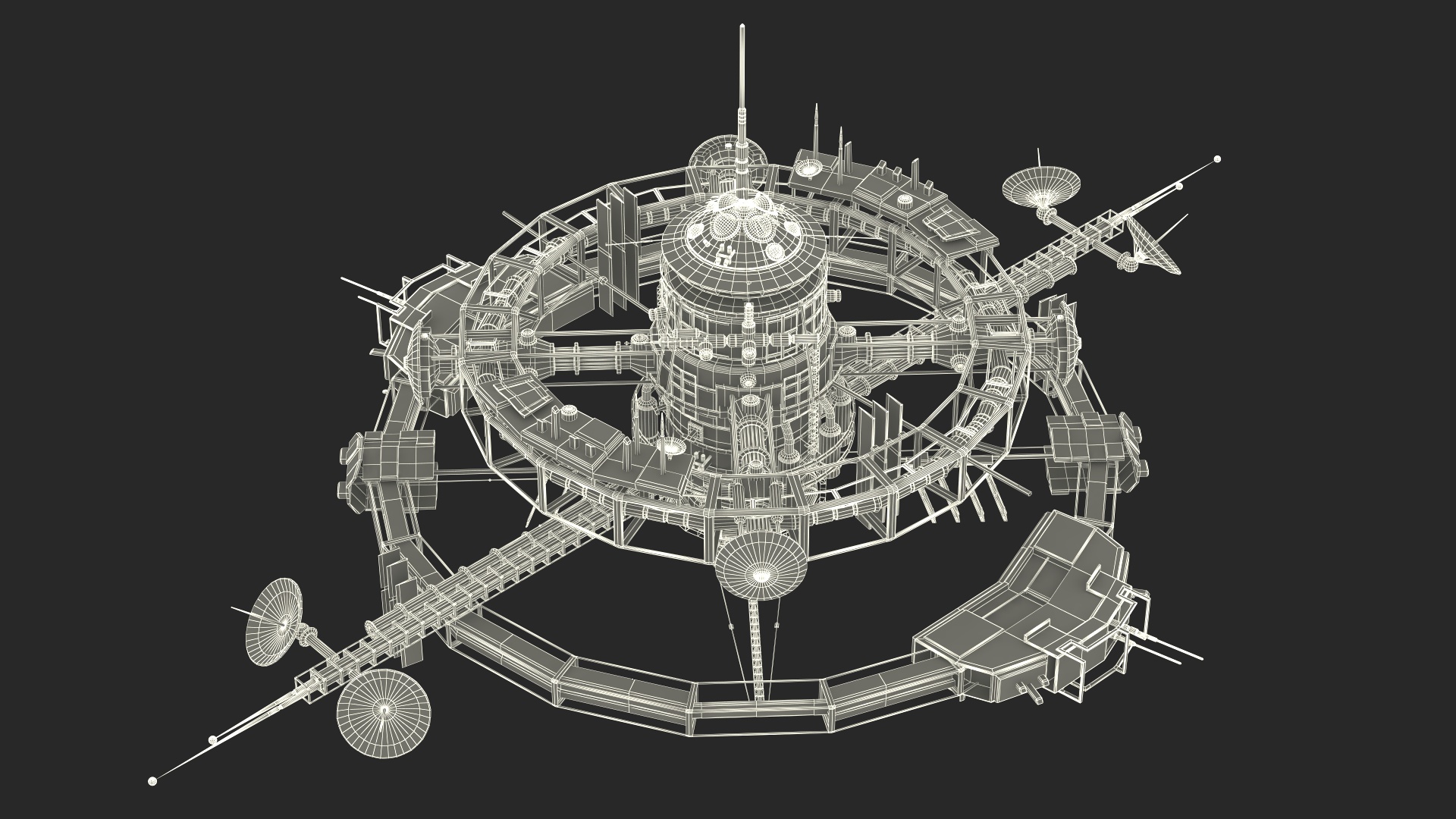 3D Steampunk Space Station model