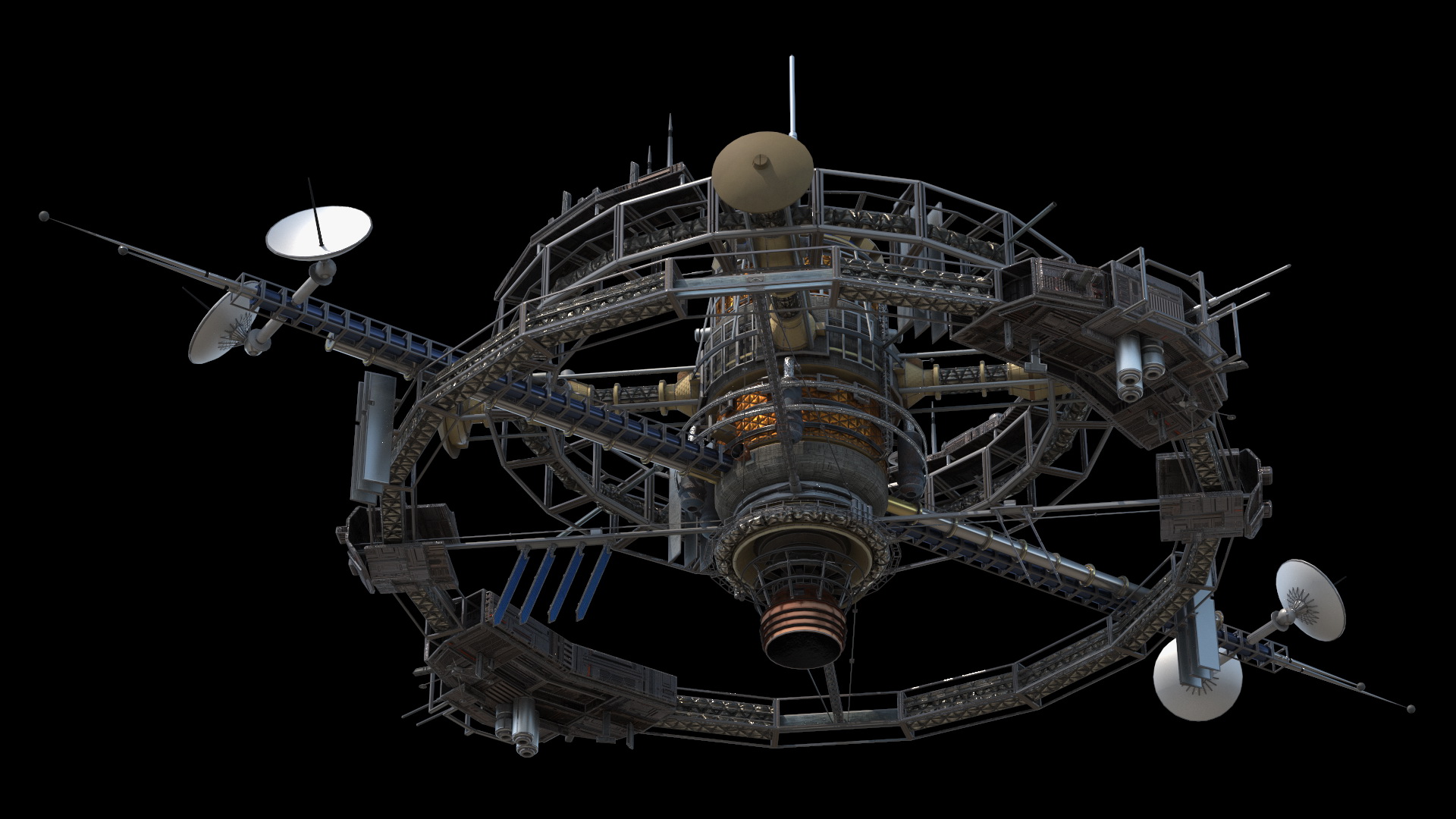 3D Steampunk Space Station model