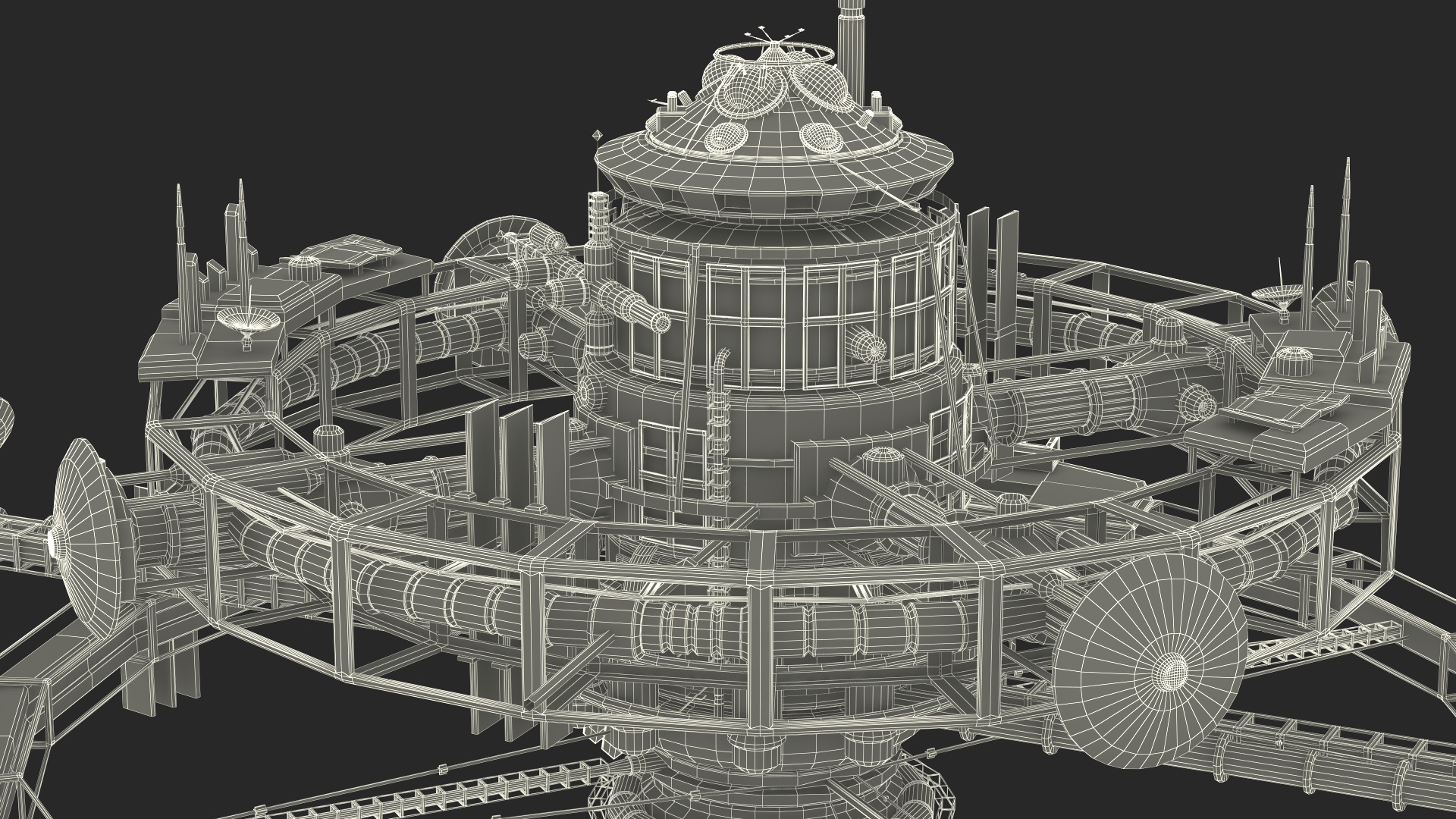 3D Steampunk Space Station model