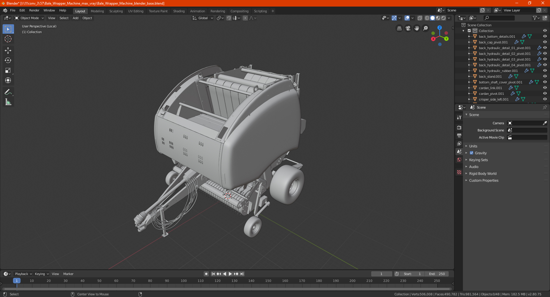 3D model Bale Wrapper Machine