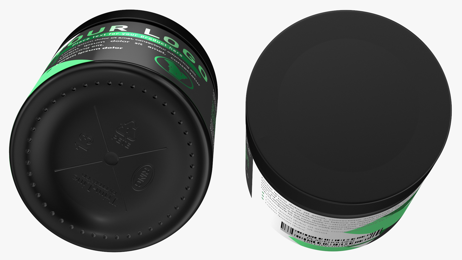 3D Sport Supplement Jar Green with Mockup model