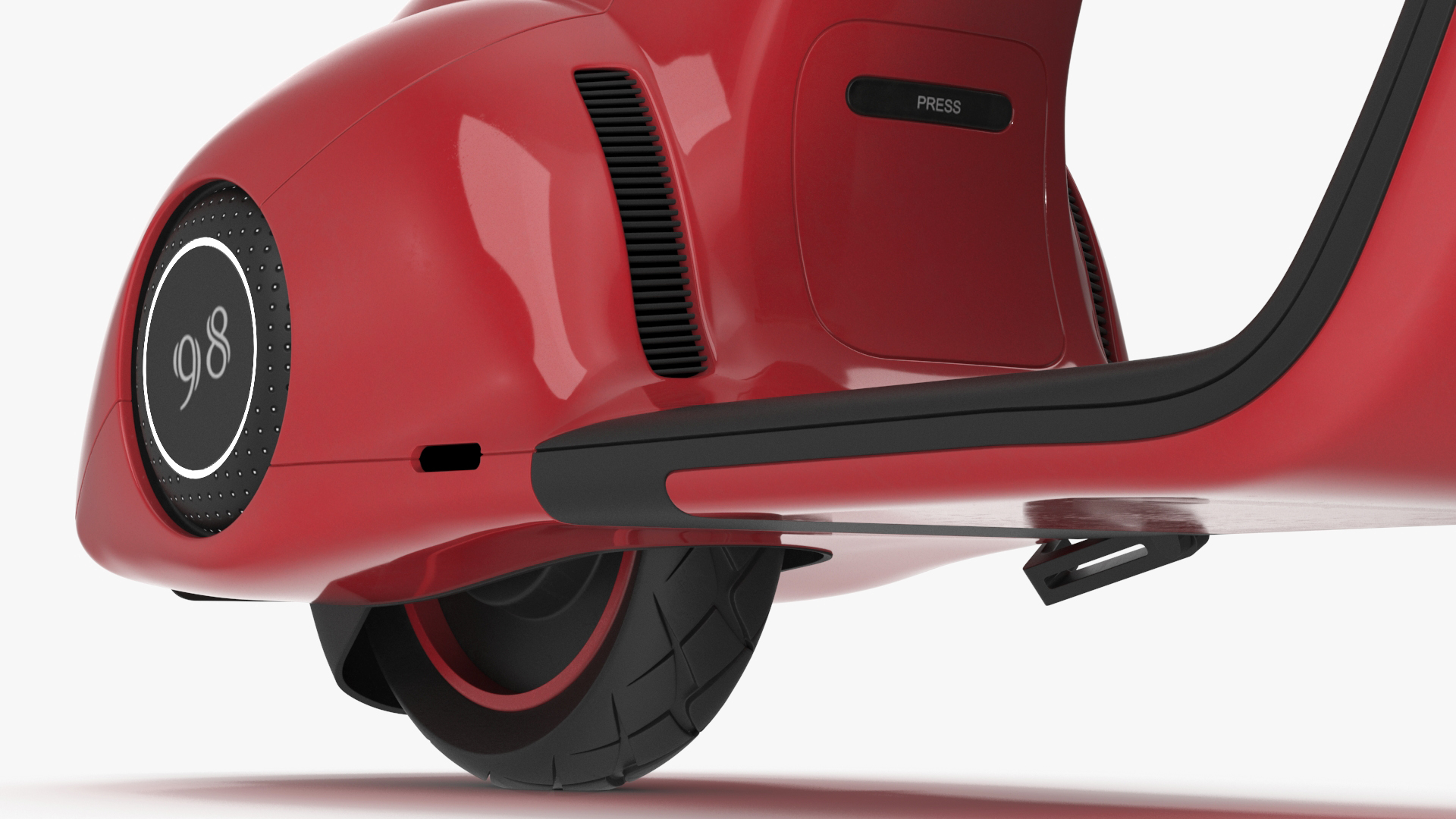 Concept Red Electric Scooter Vespa 98 Lights On 3D