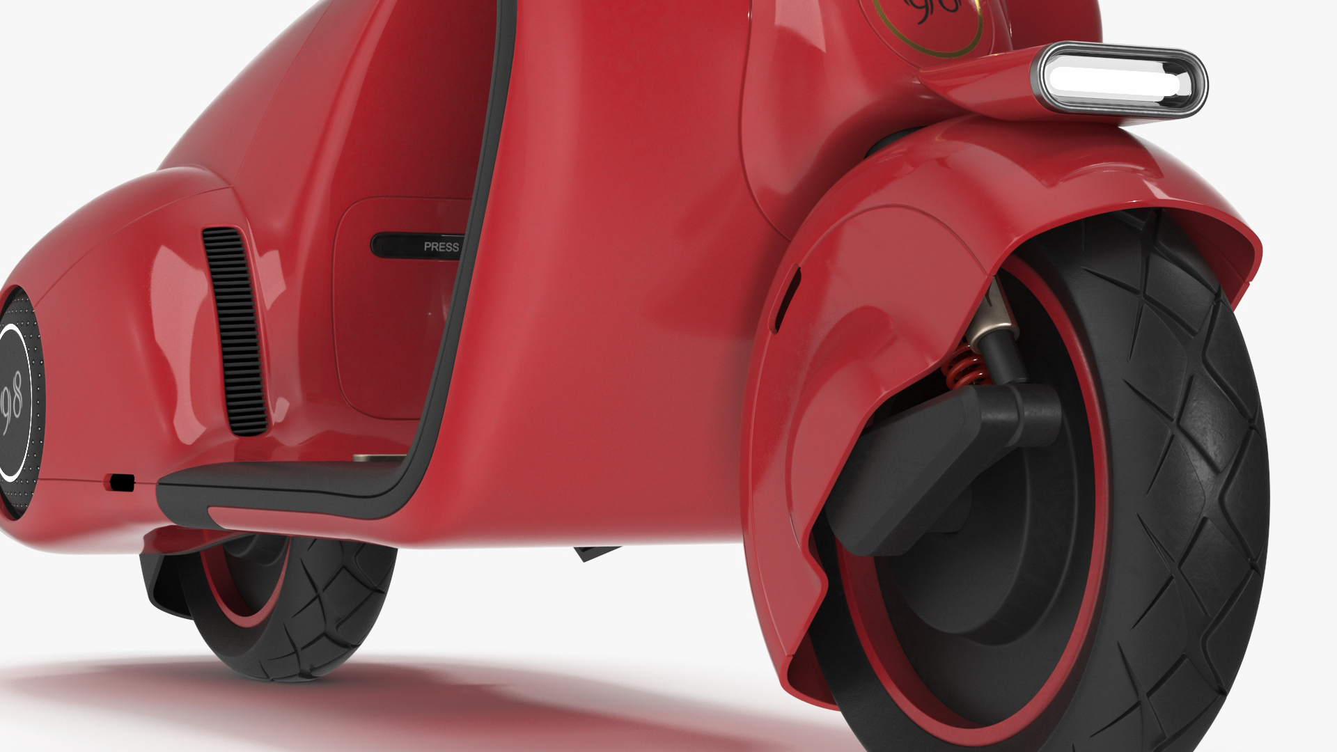 Concept Red Electric Scooter Vespa 98 Lights On 3D