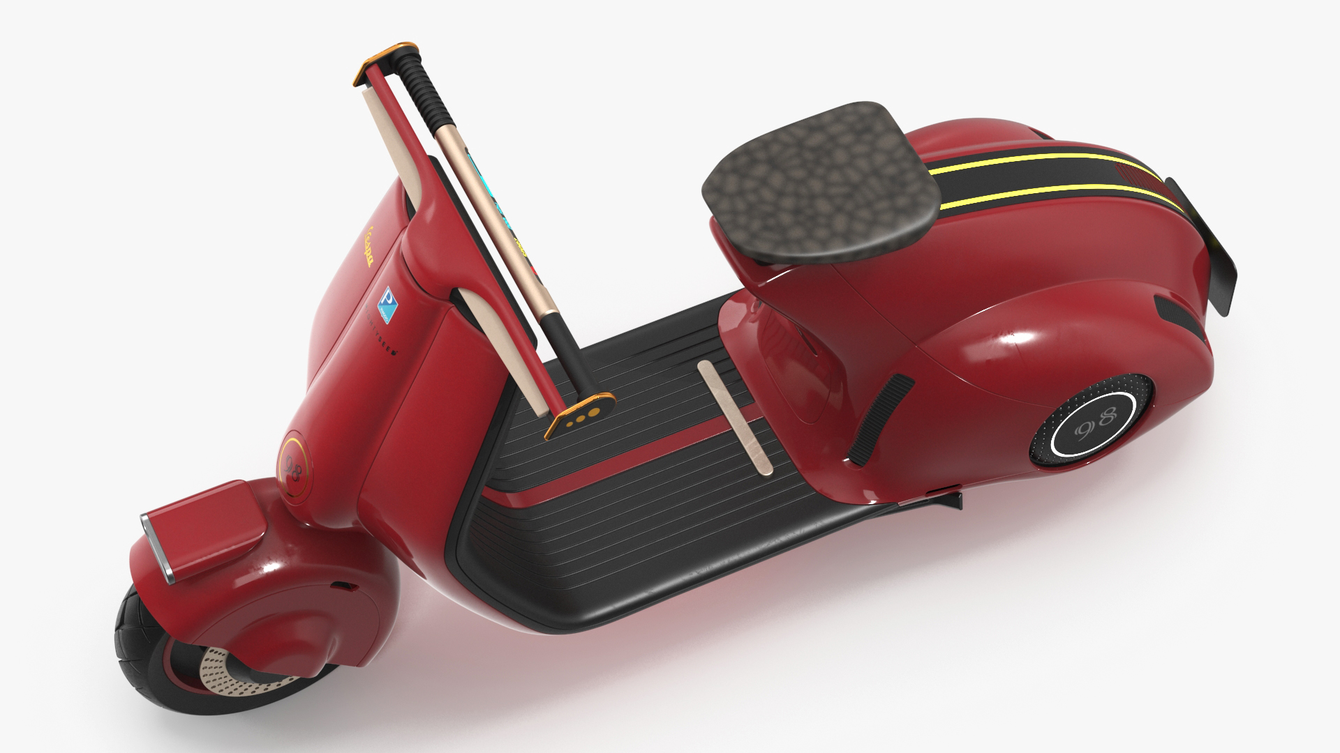 Concept Red Electric Scooter Vespa 98 Lights On 3D