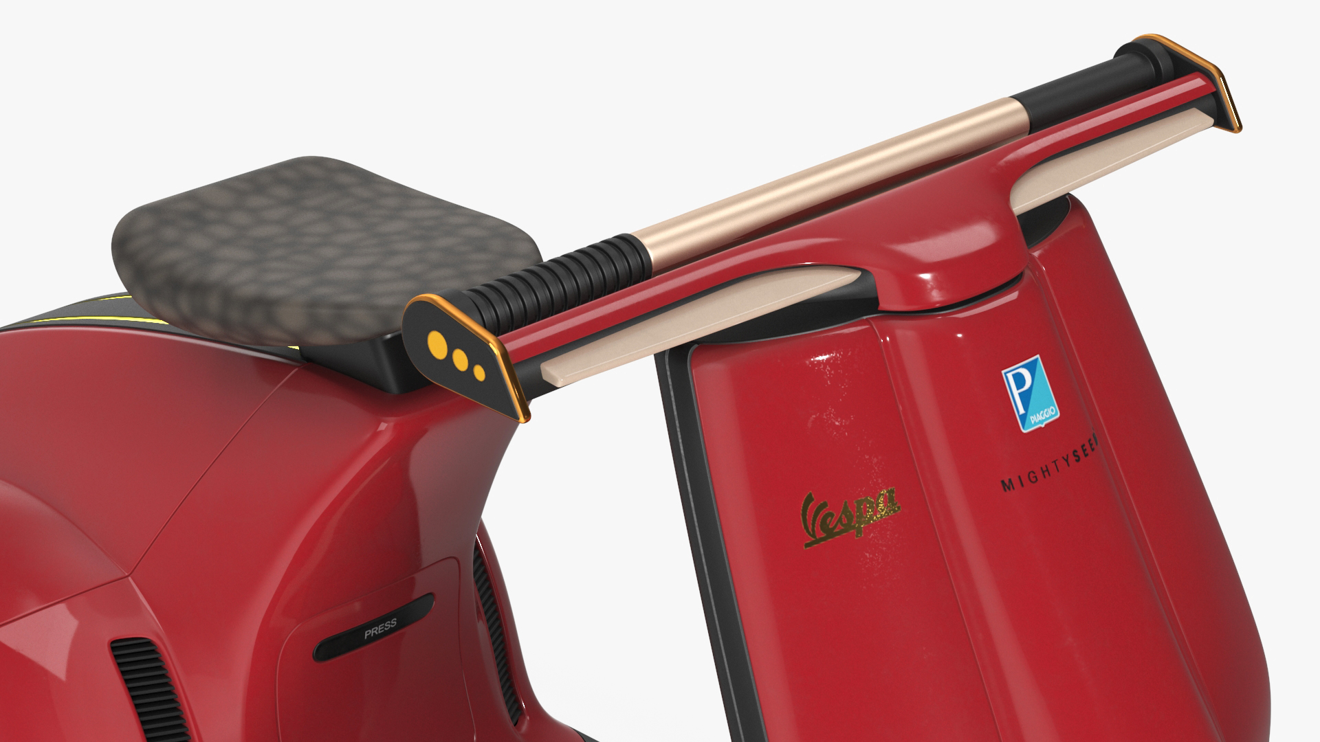 Concept Red Electric Scooter Vespa 98 Lights On 3D