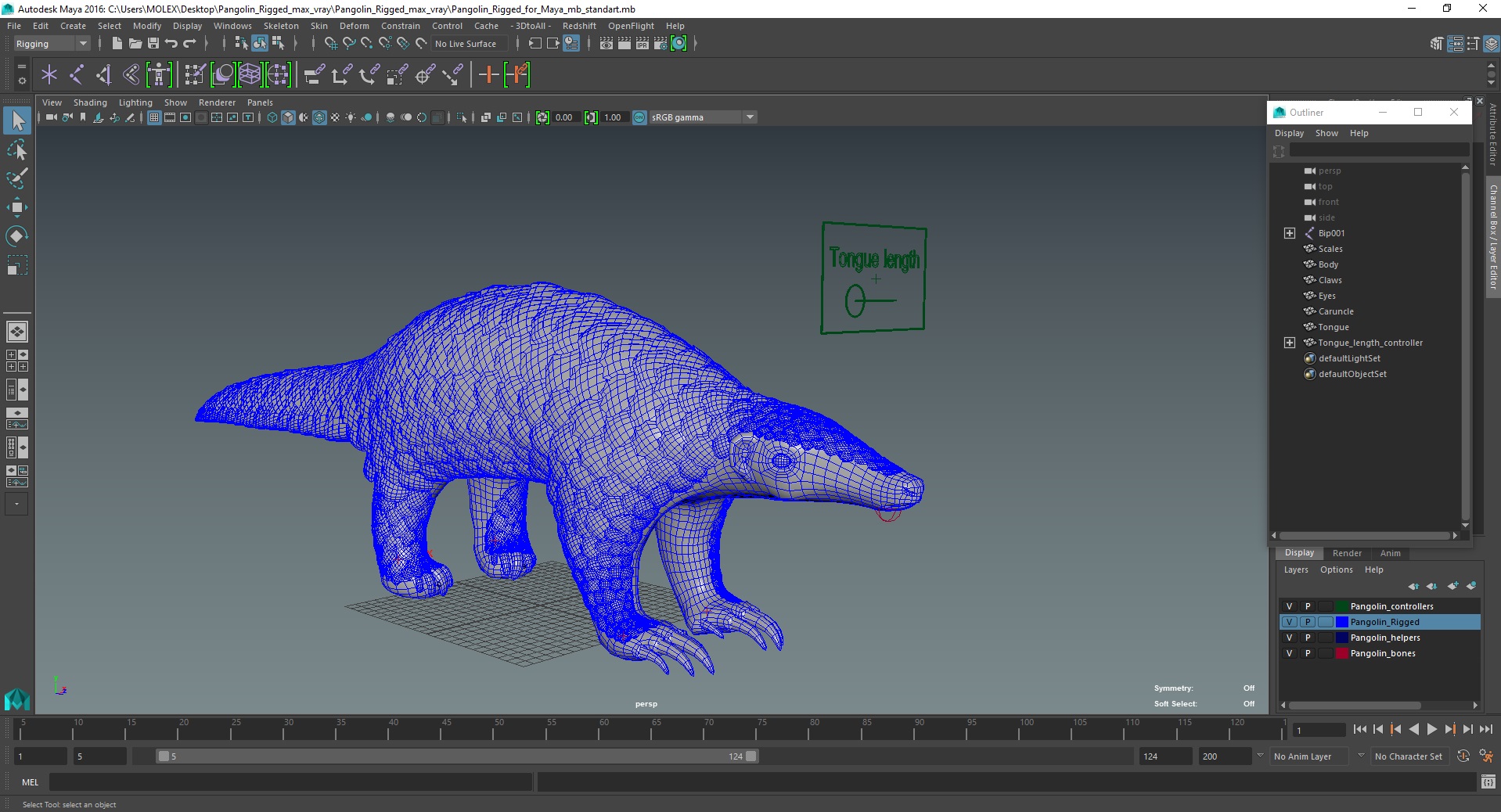 Pangolin Rigged for Maya 3D model
