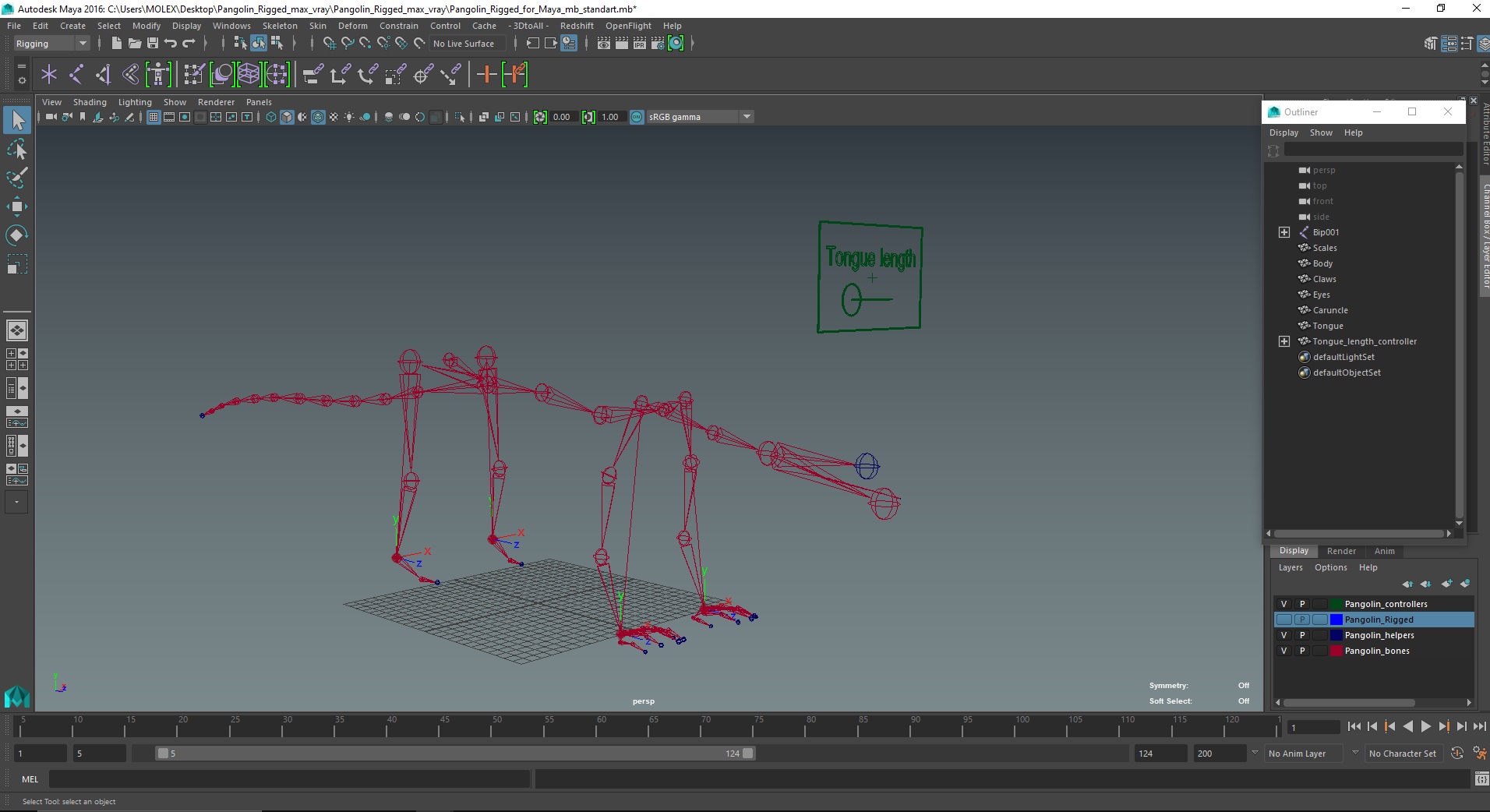 Pangolin Rigged for Maya 3D model