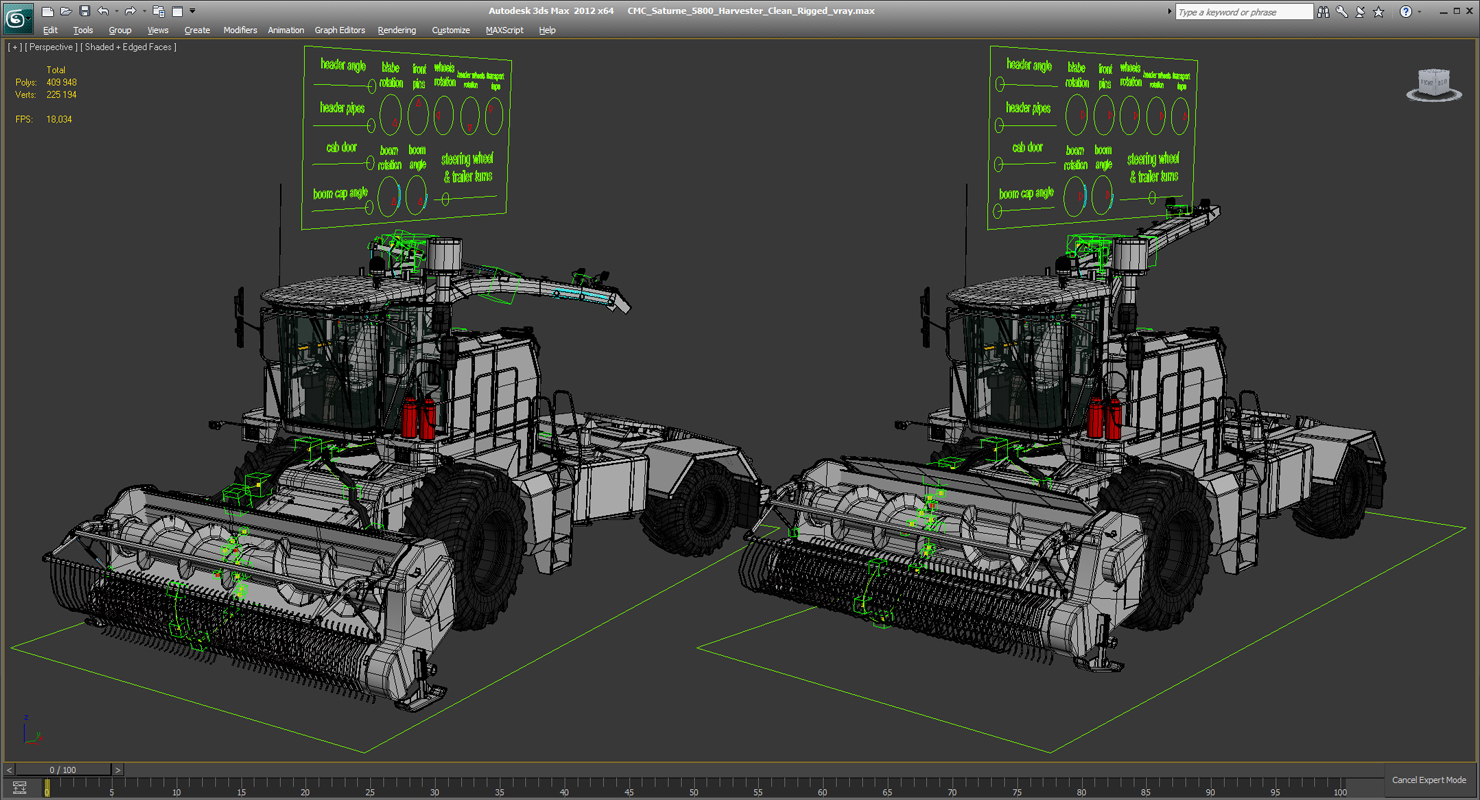CMC Saturne 5800 Harvester Clean Rigged 3D model