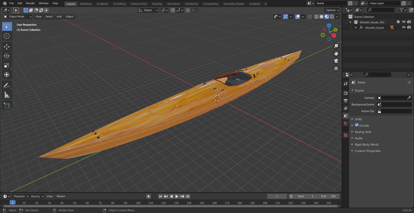 Wooden Kayak 3D