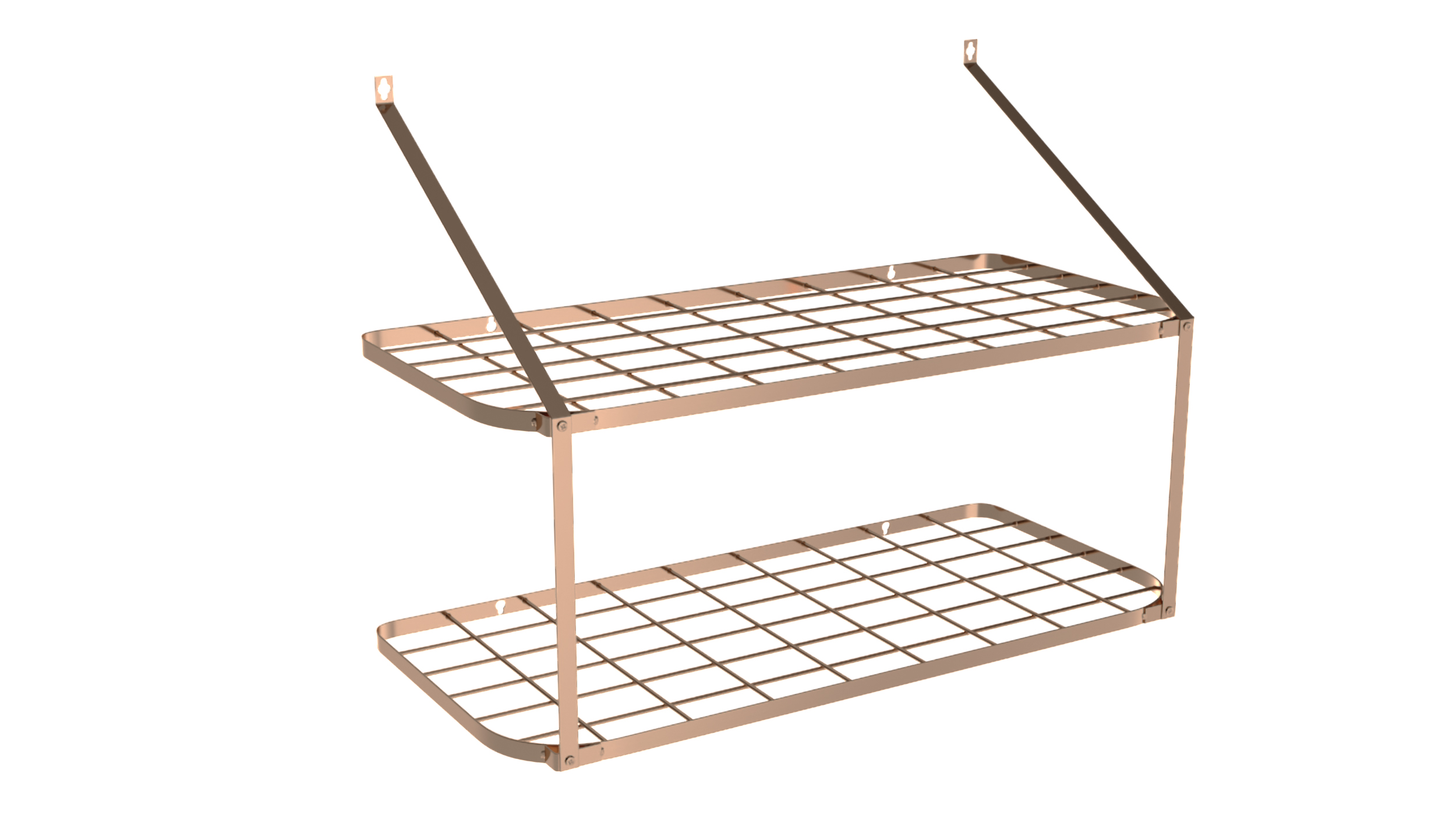 3D Wall Mounted Kitchen Pot Rack Organizer Copper