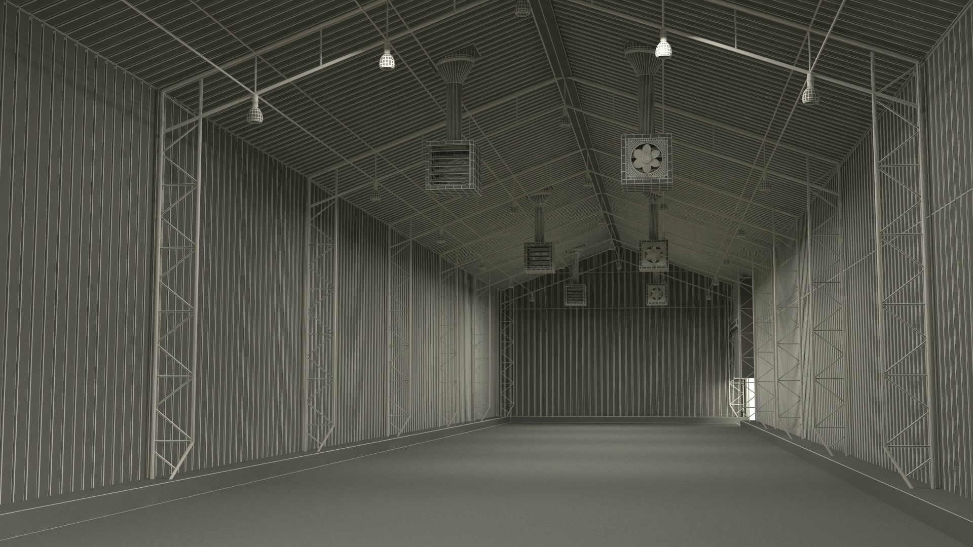Industrial Warehouse Building with Doors for Vehicle Access 3D model