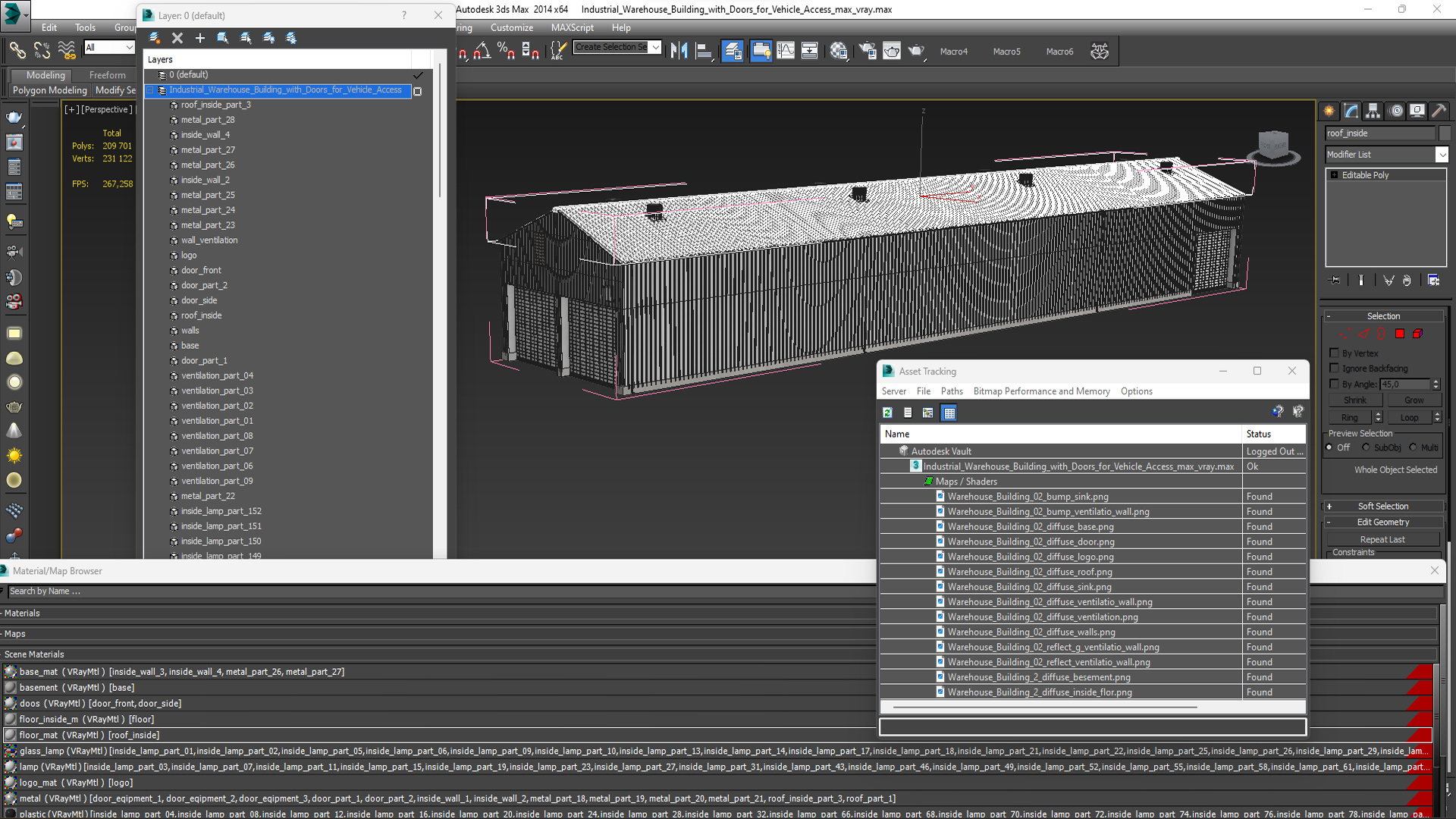 Industrial Warehouse Building with Doors for Vehicle Access 3D model