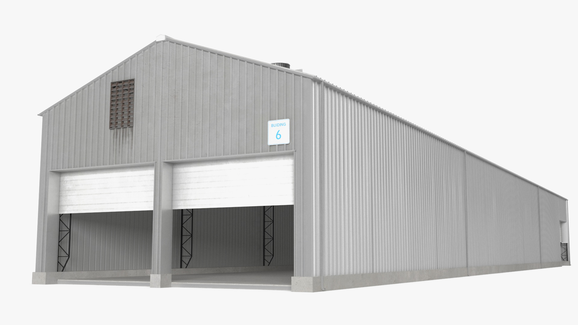 Industrial Warehouse Building with Doors for Vehicle Access 3D model