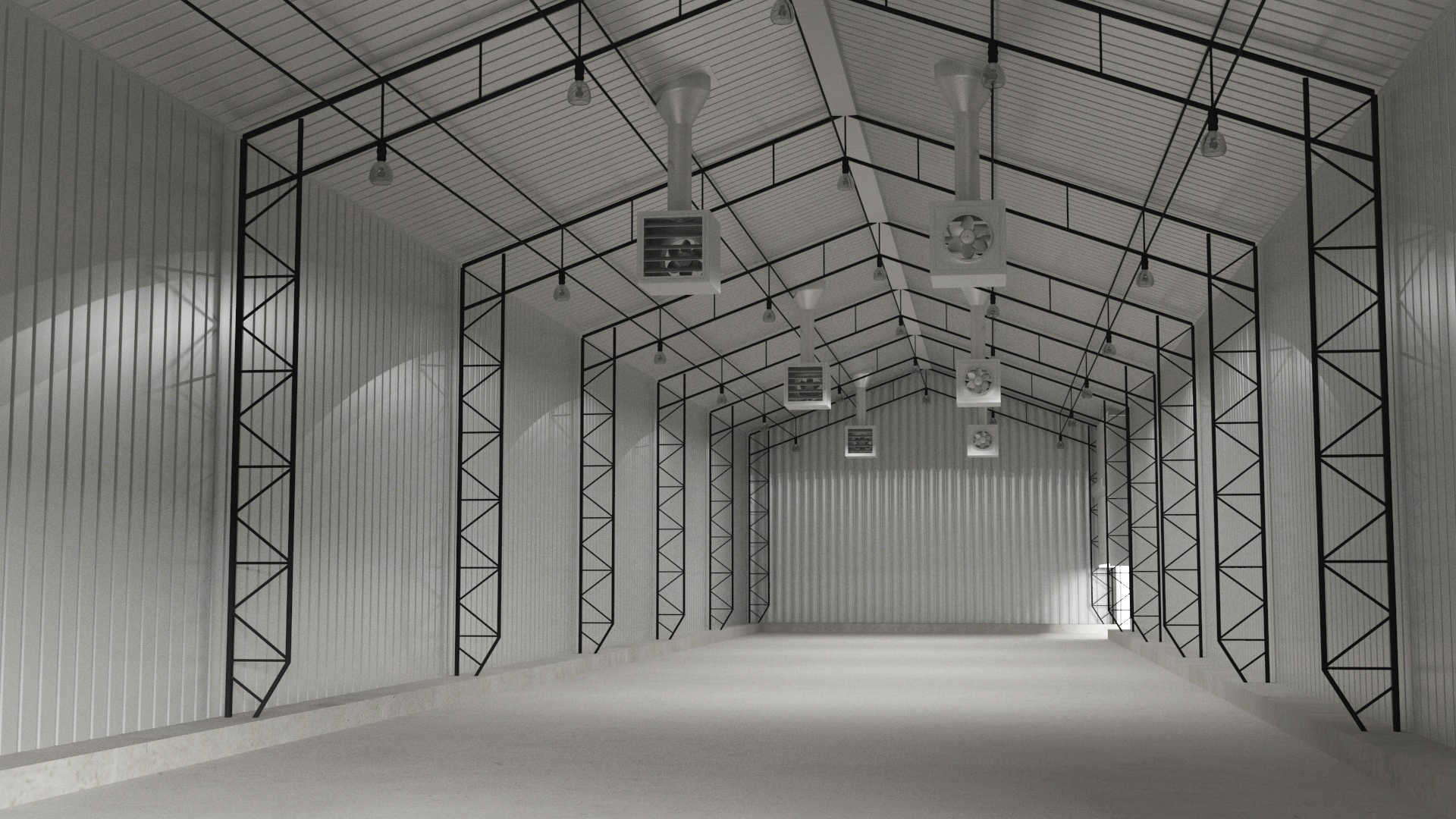Industrial Warehouse Building with Doors for Vehicle Access 3D model