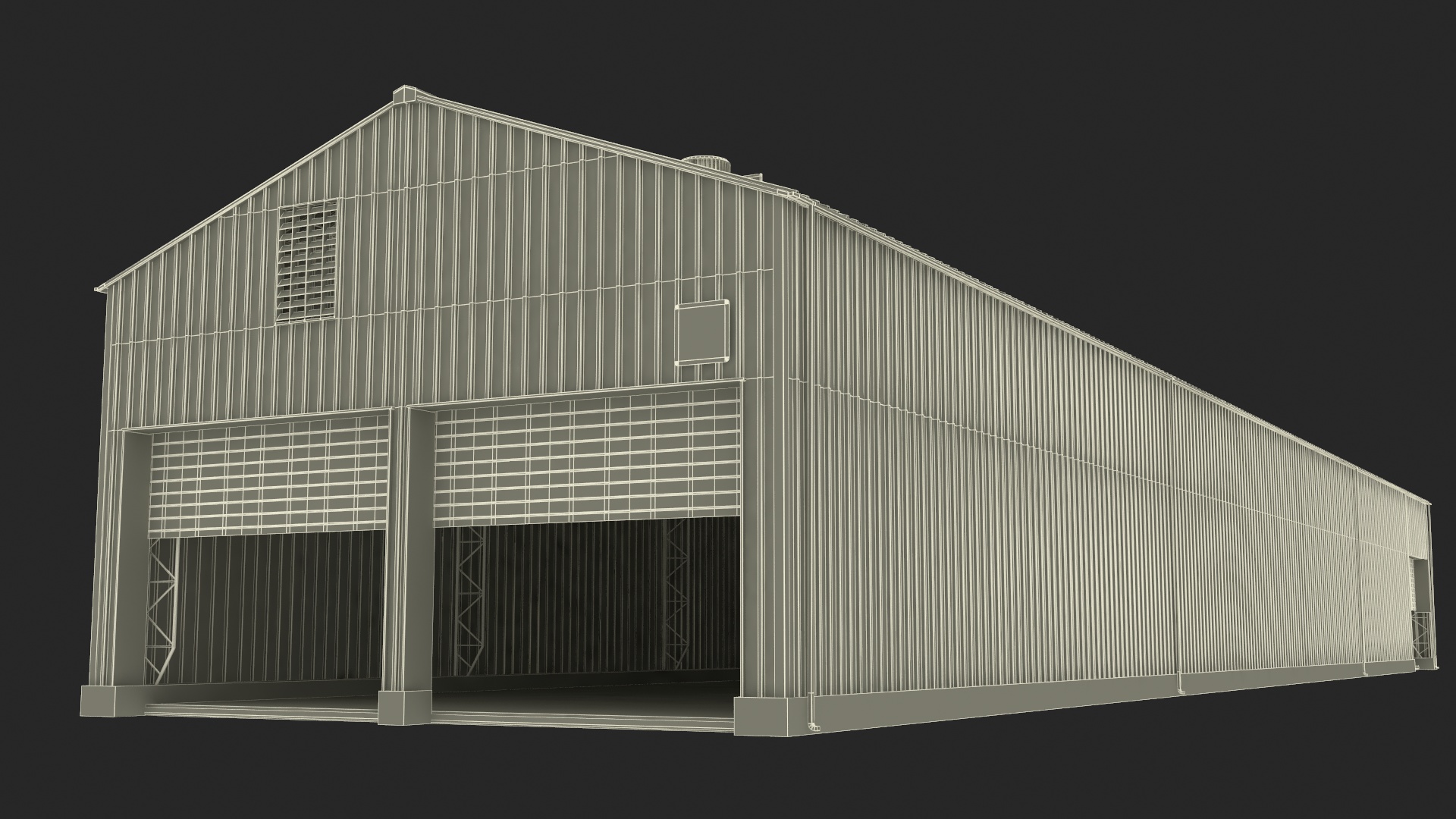 Industrial Warehouse Building with Doors for Vehicle Access 3D model
