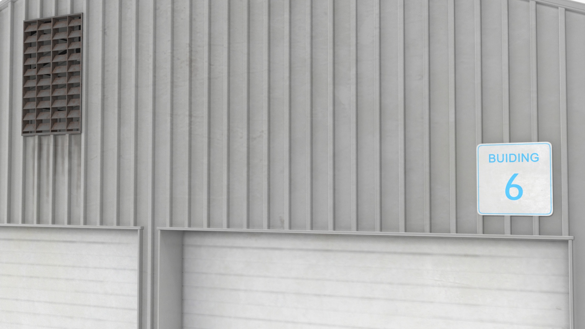 Industrial Warehouse Building with Doors for Vehicle Access 3D model
