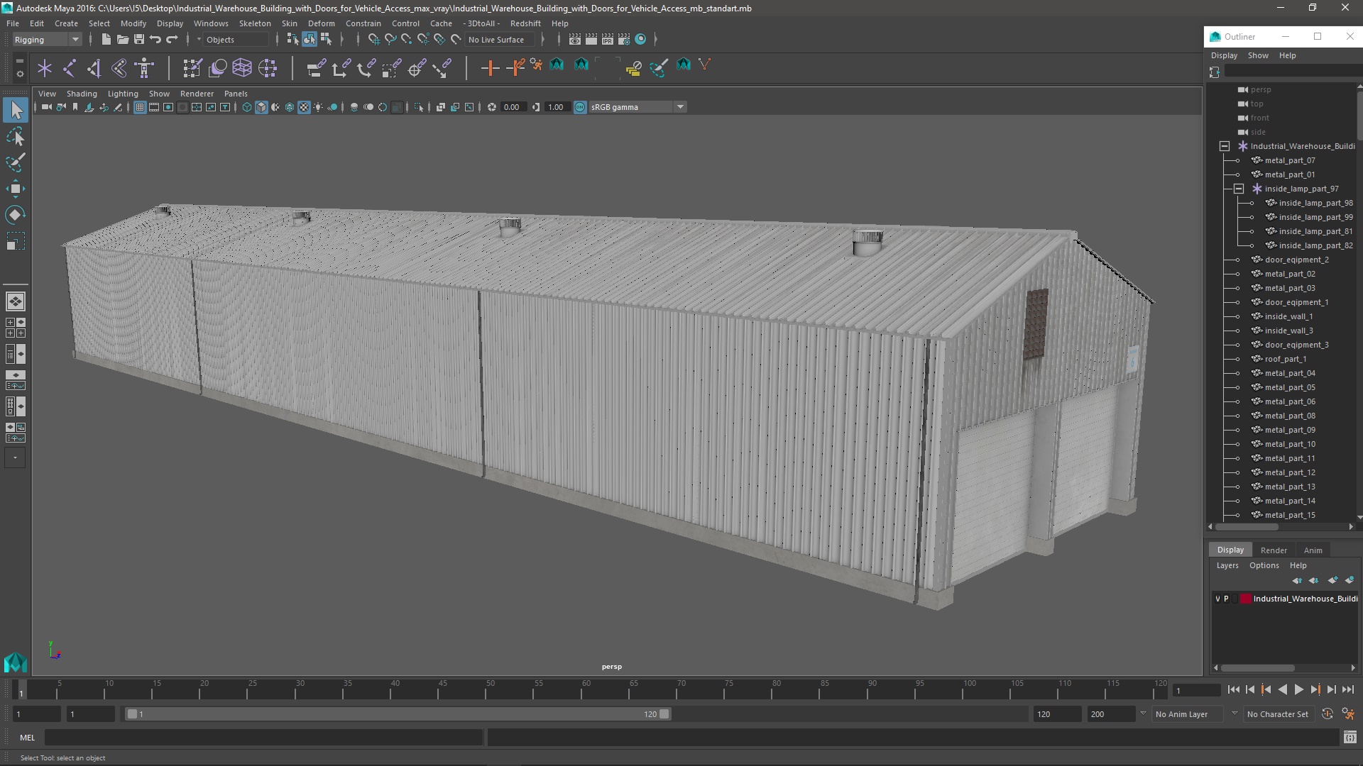 Industrial Warehouse Building with Doors for Vehicle Access 3D model