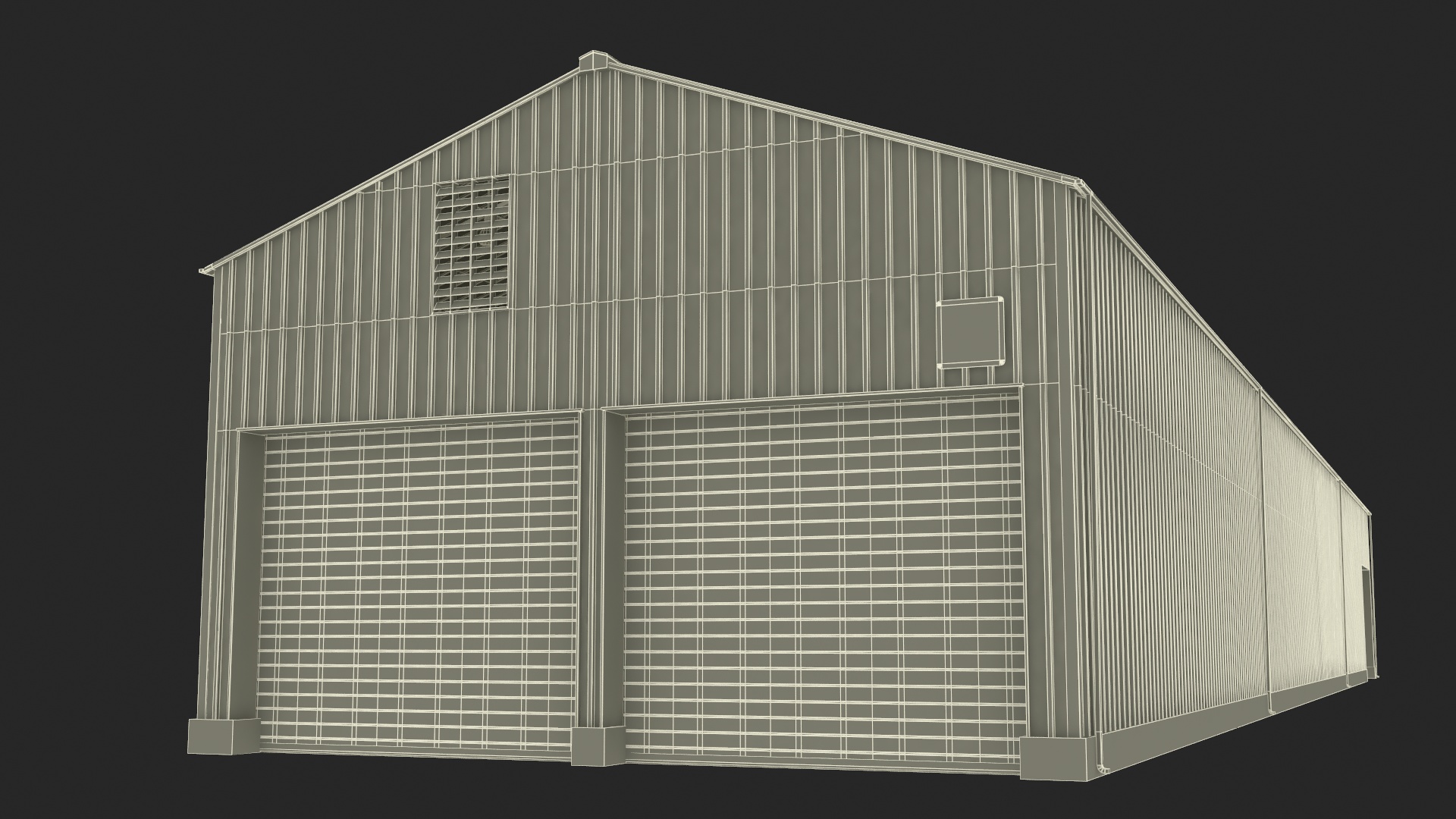 Industrial Warehouse Building with Doors for Vehicle Access 3D model