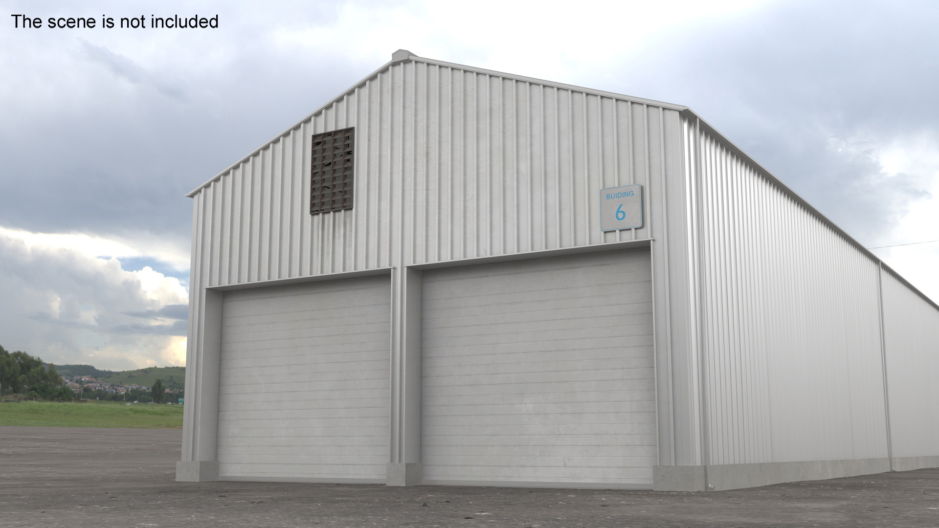 Industrial Warehouse Building with Doors for Vehicle Access 3D model