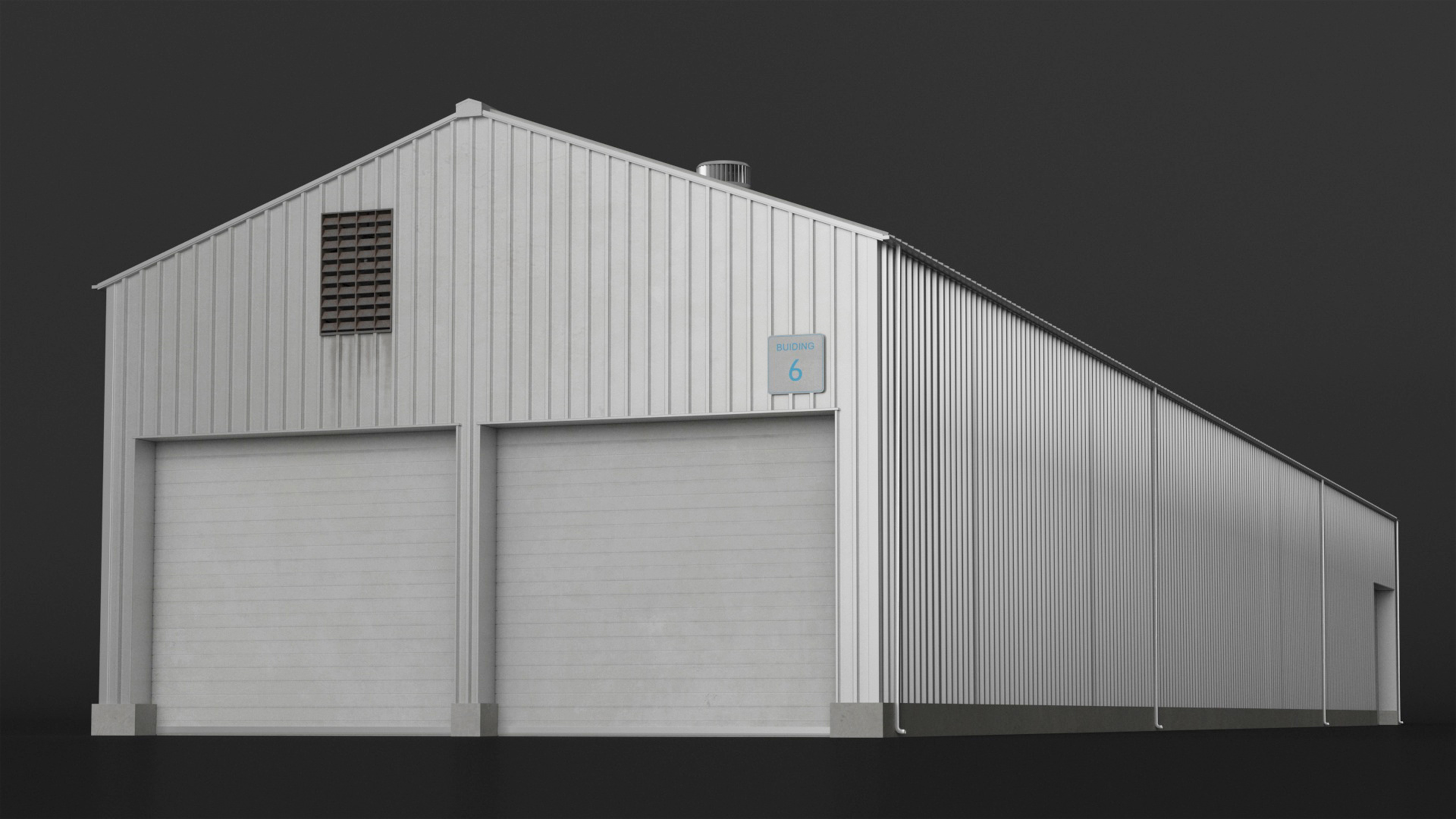 Industrial Warehouse Building with Doors for Vehicle Access 3D model