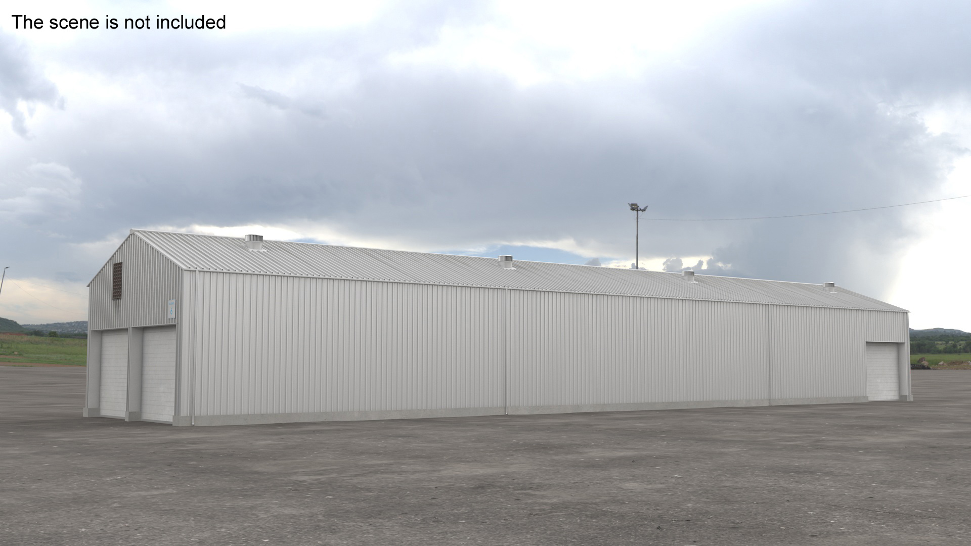 Industrial Warehouse Building with Doors for Vehicle Access 3D model