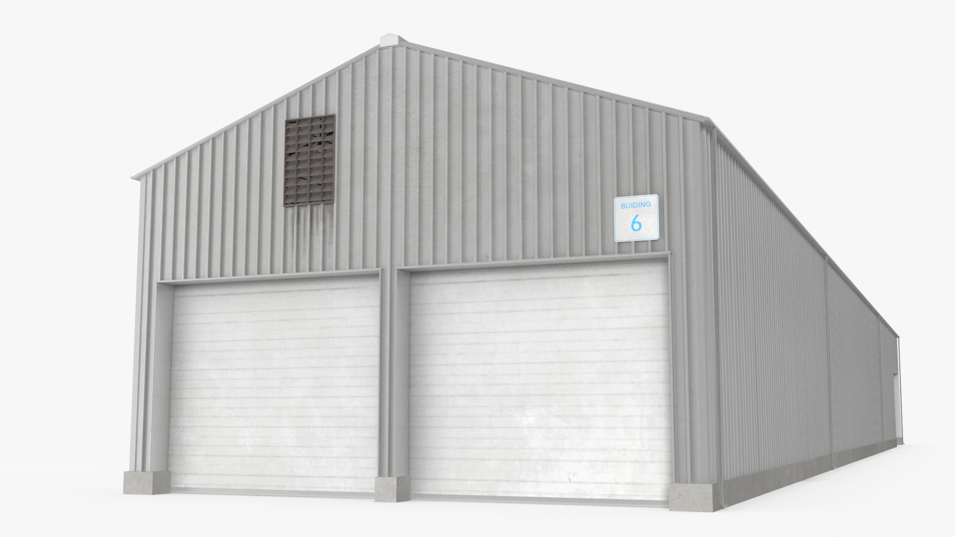 Industrial Warehouse Building with Doors for Vehicle Access 3D model