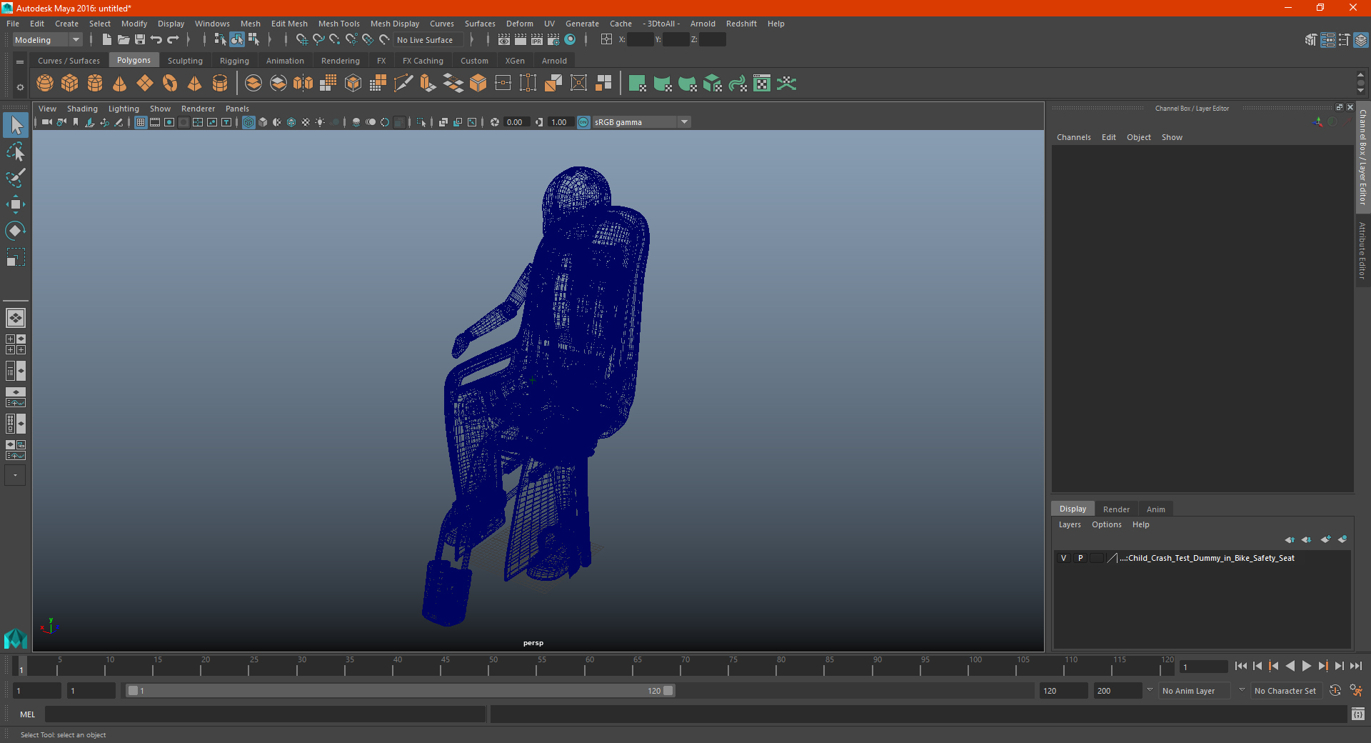 Child Crash Test Dummy in Bike Safety Seat 3D