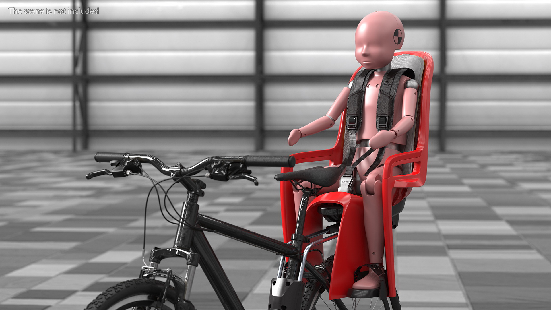 Child Crash Test Dummy in Bike Safety Seat 3D