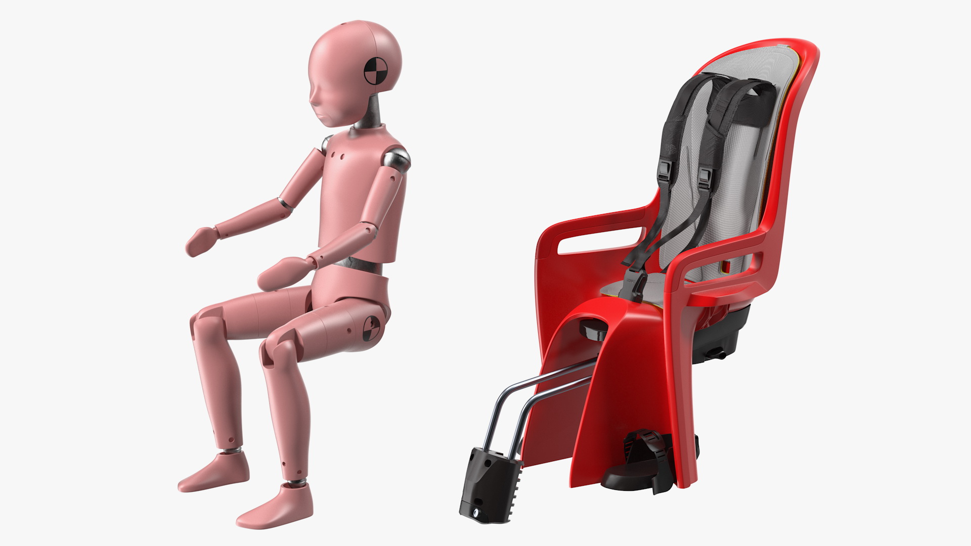 Child Crash Test Dummy in Bike Safety Seat 3D