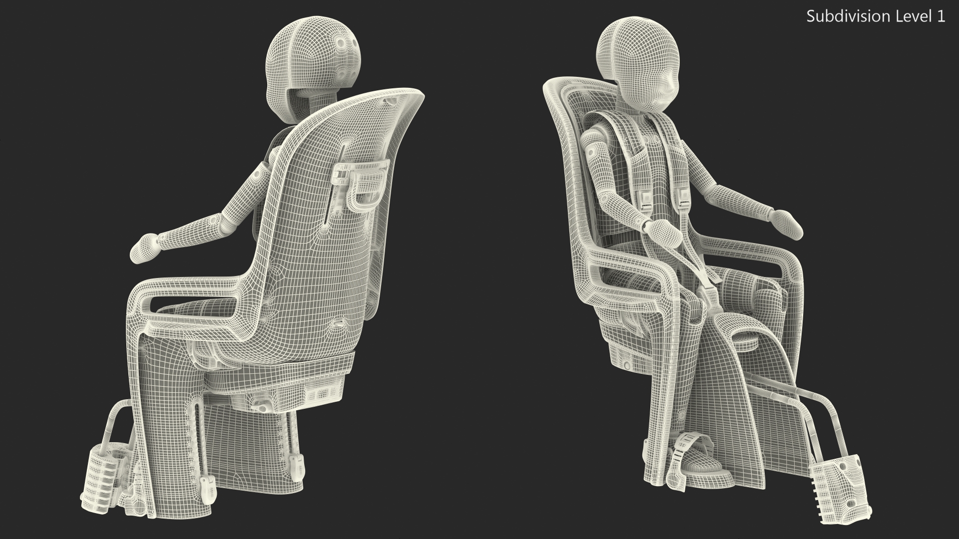 Child Crash Test Dummy in Bike Safety Seat 3D