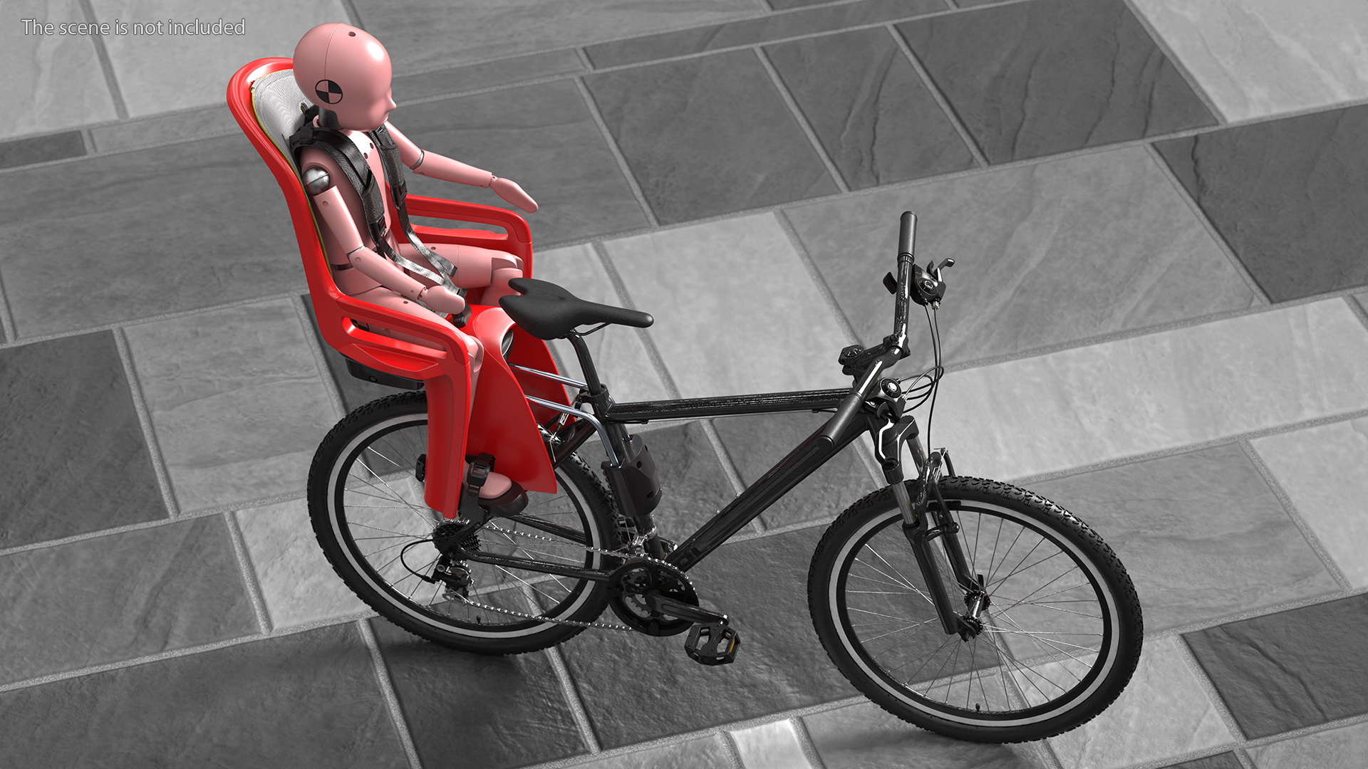 Child Crash Test Dummy in Bike Safety Seat 3D