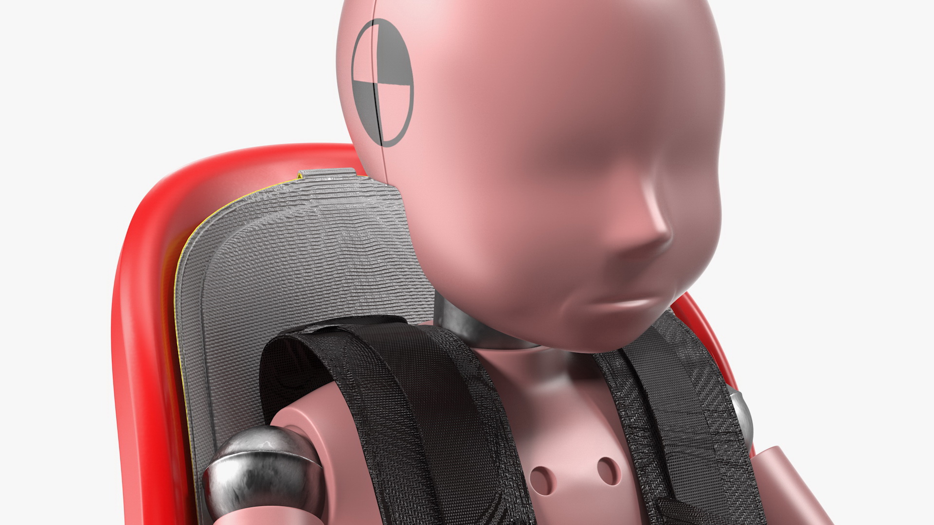 Child Crash Test Dummy in Bike Safety Seat 3D