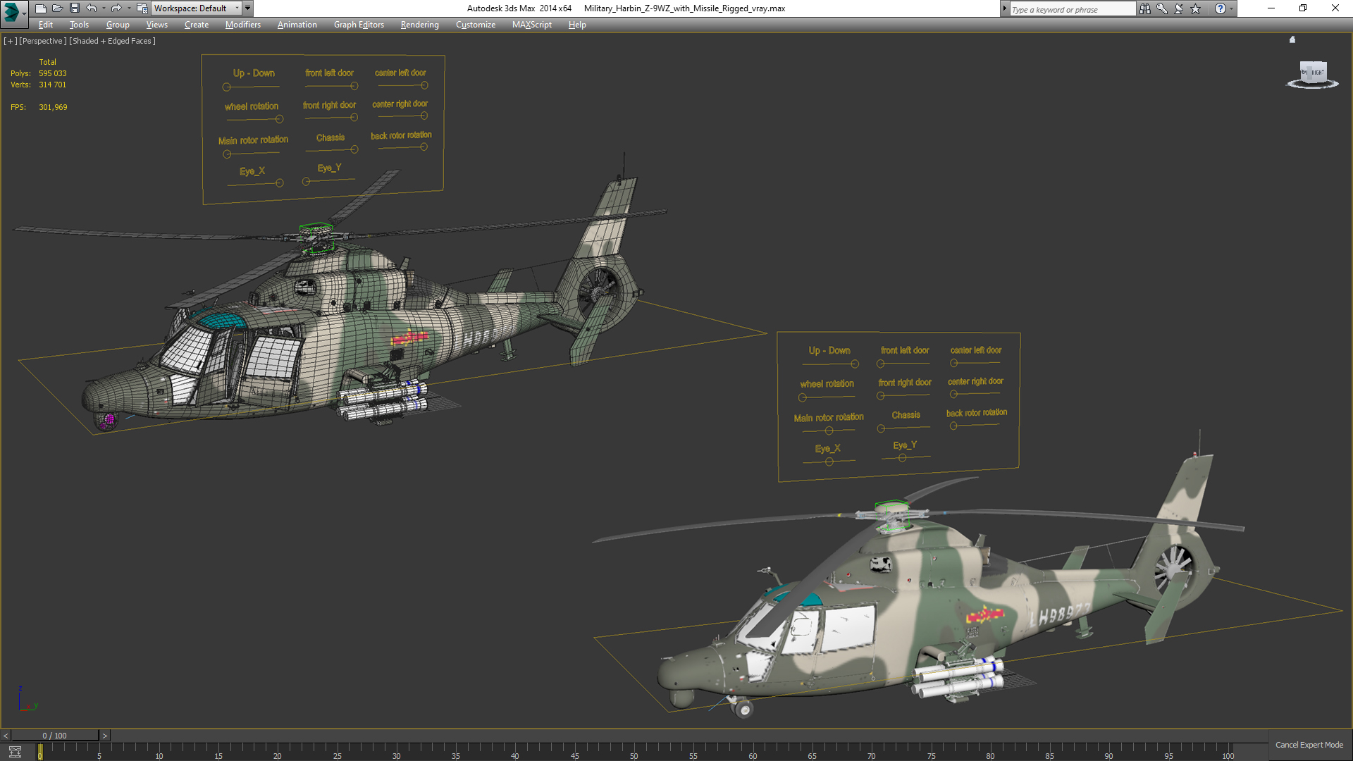 3D Military Harbin Z-9WZ with Missile Rigged