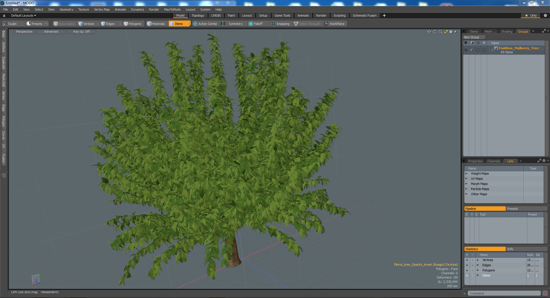 3D Fruitless Mulberry Tree model