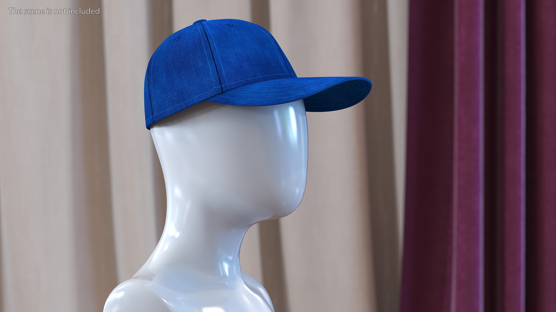 3D Baseball Cap Denim Blue model