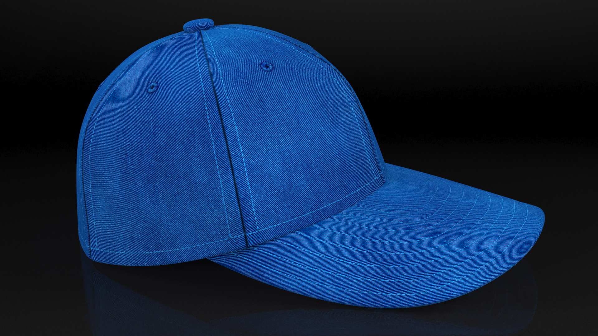 3D Baseball Cap Denim Blue model