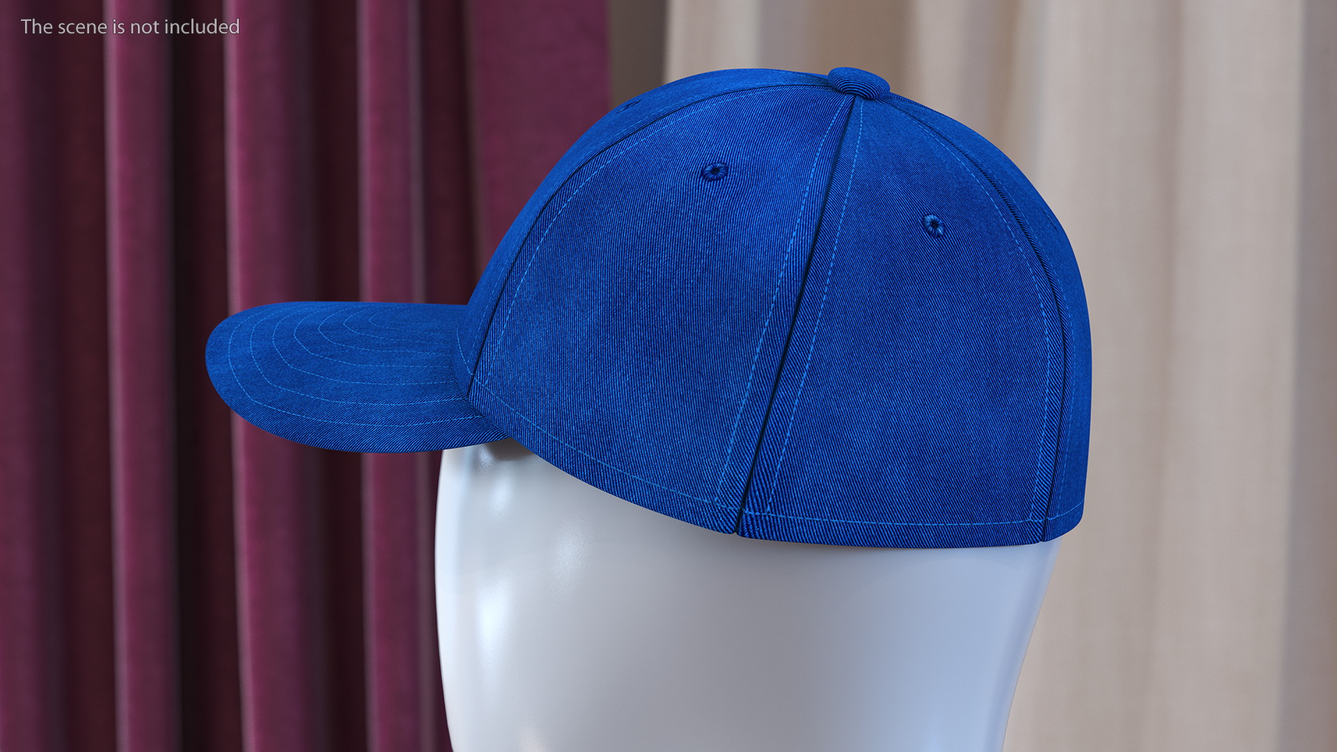 3D Baseball Cap Denim Blue model