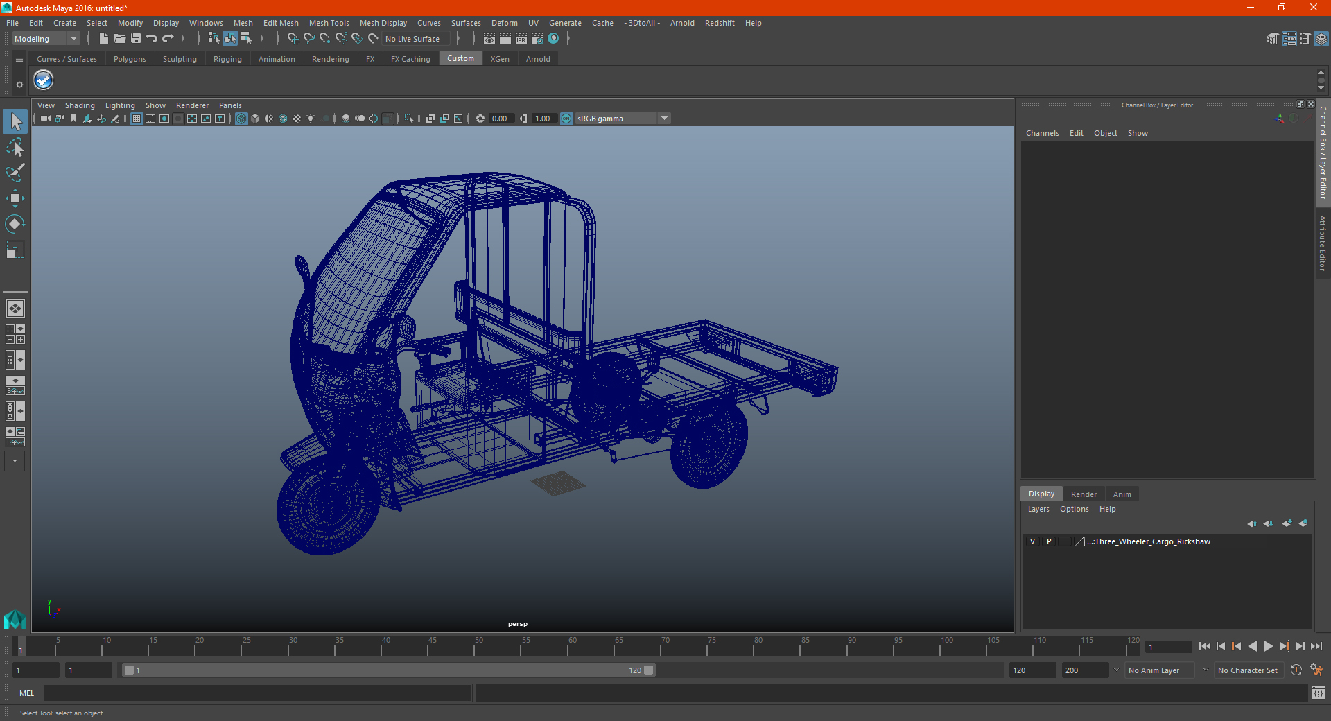 3D Three Wheeler Cargo Rickshaw model