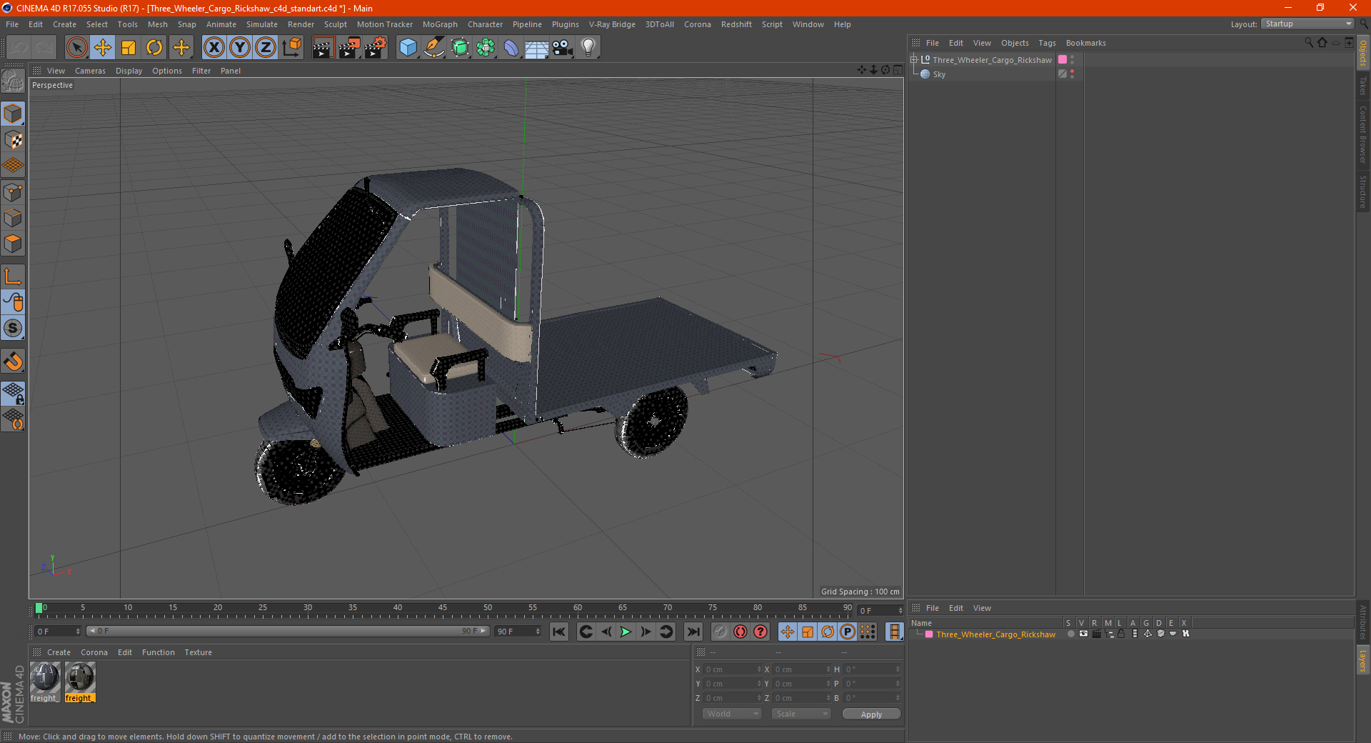3D Three Wheeler Cargo Rickshaw model
