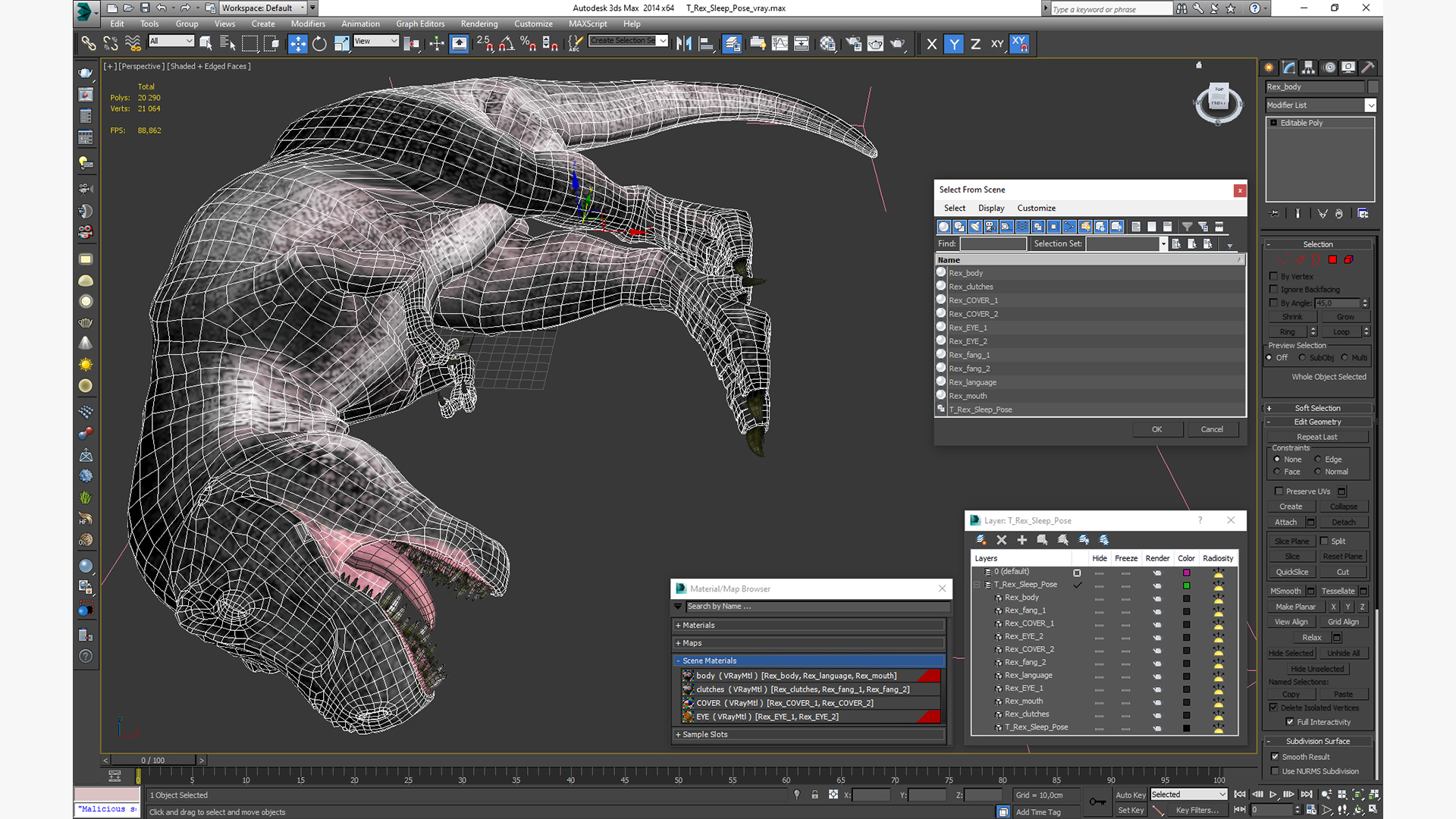 3D T Rex Sleep Pose